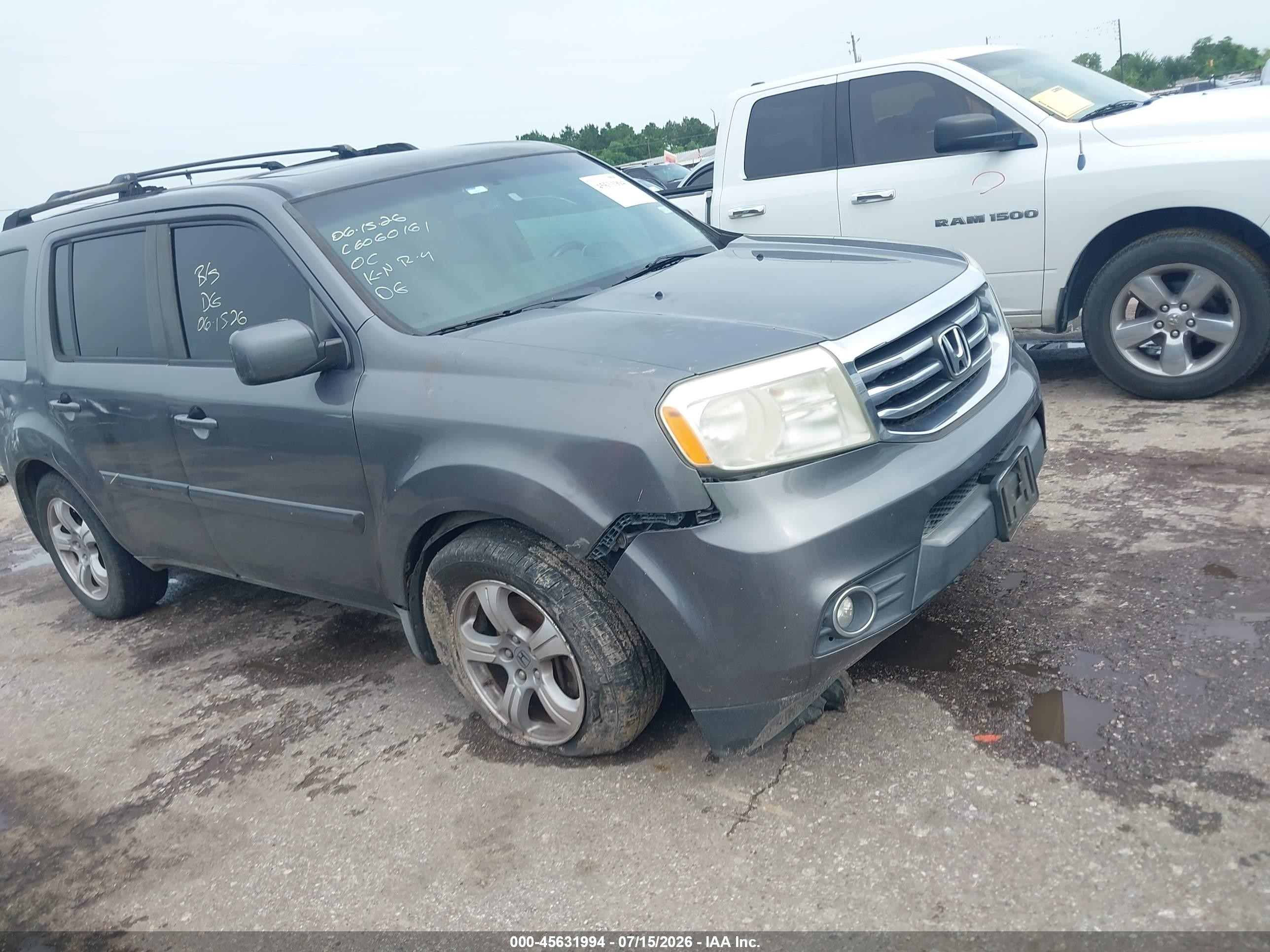 2013 Honda Pilot Ex-l Gray vin: 5FNYF3H55DB007231