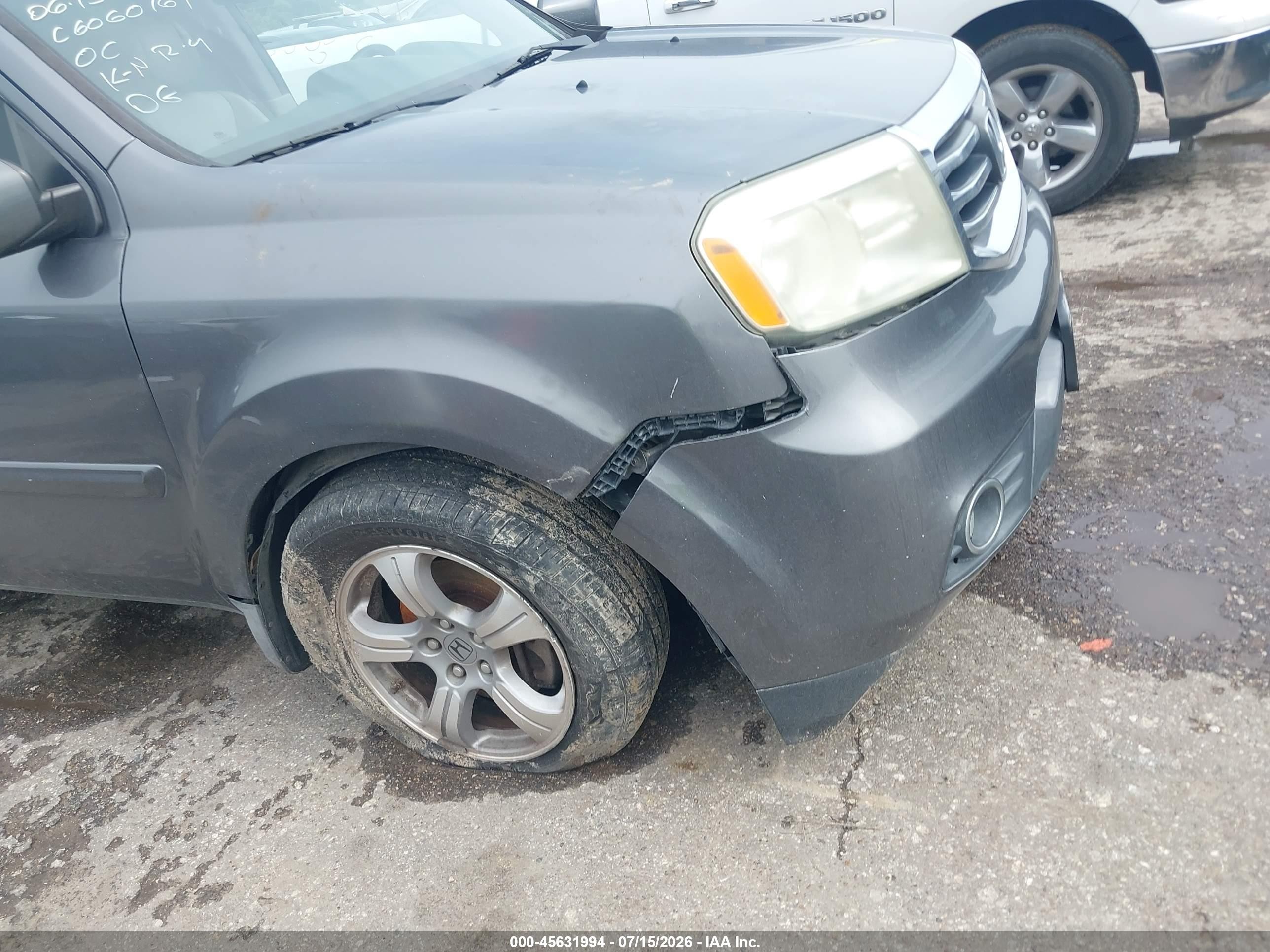 2013 Honda Pilot Ex-l Gray vin: 5FNYF3H55DB007231