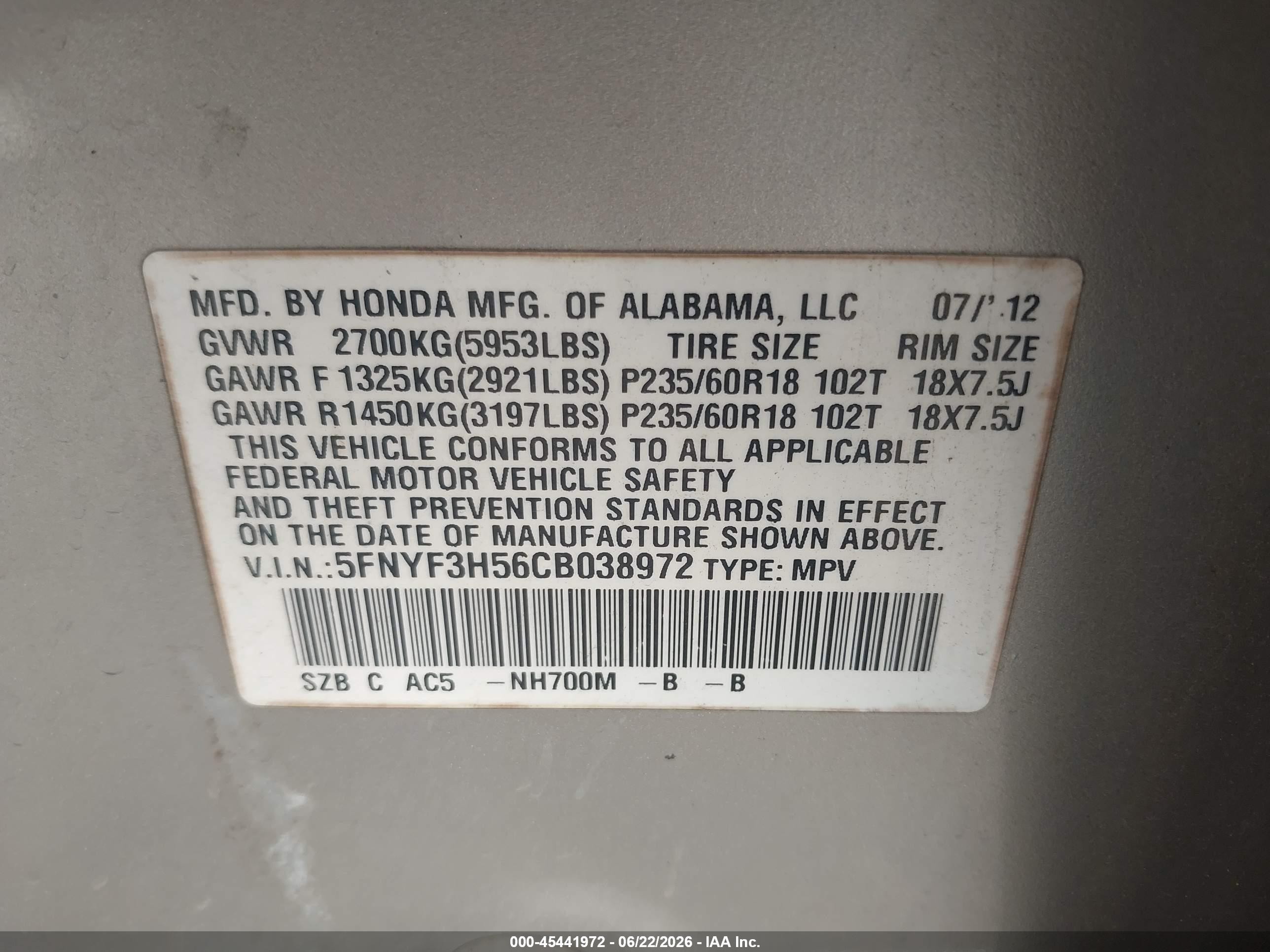2012 Honda Pilot Ex-l Silver vin: 5FNYF3H56CB038972