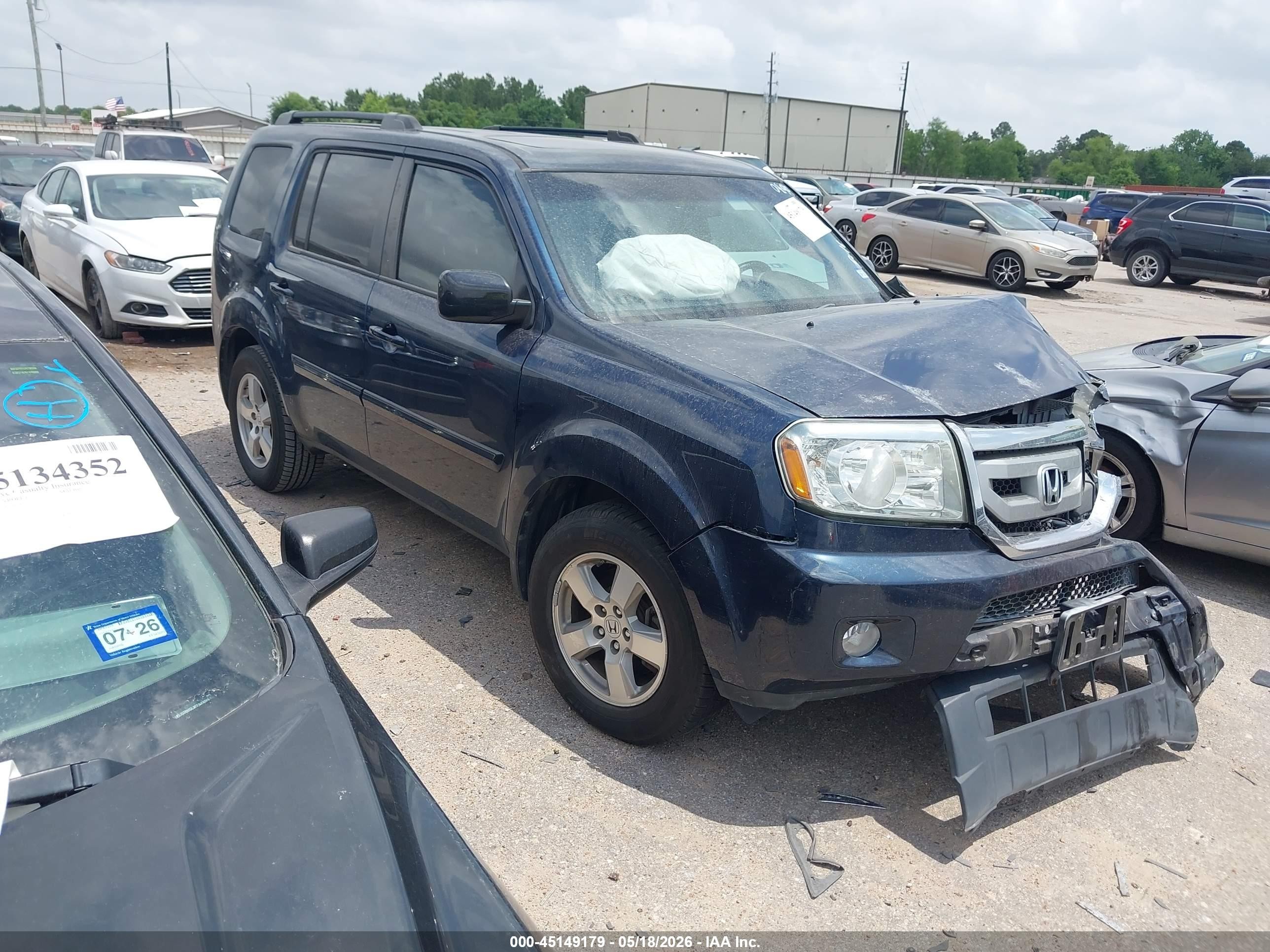 2011 Honda Pilot Ex-l Blue vin: 5FNYF3H57BB050899