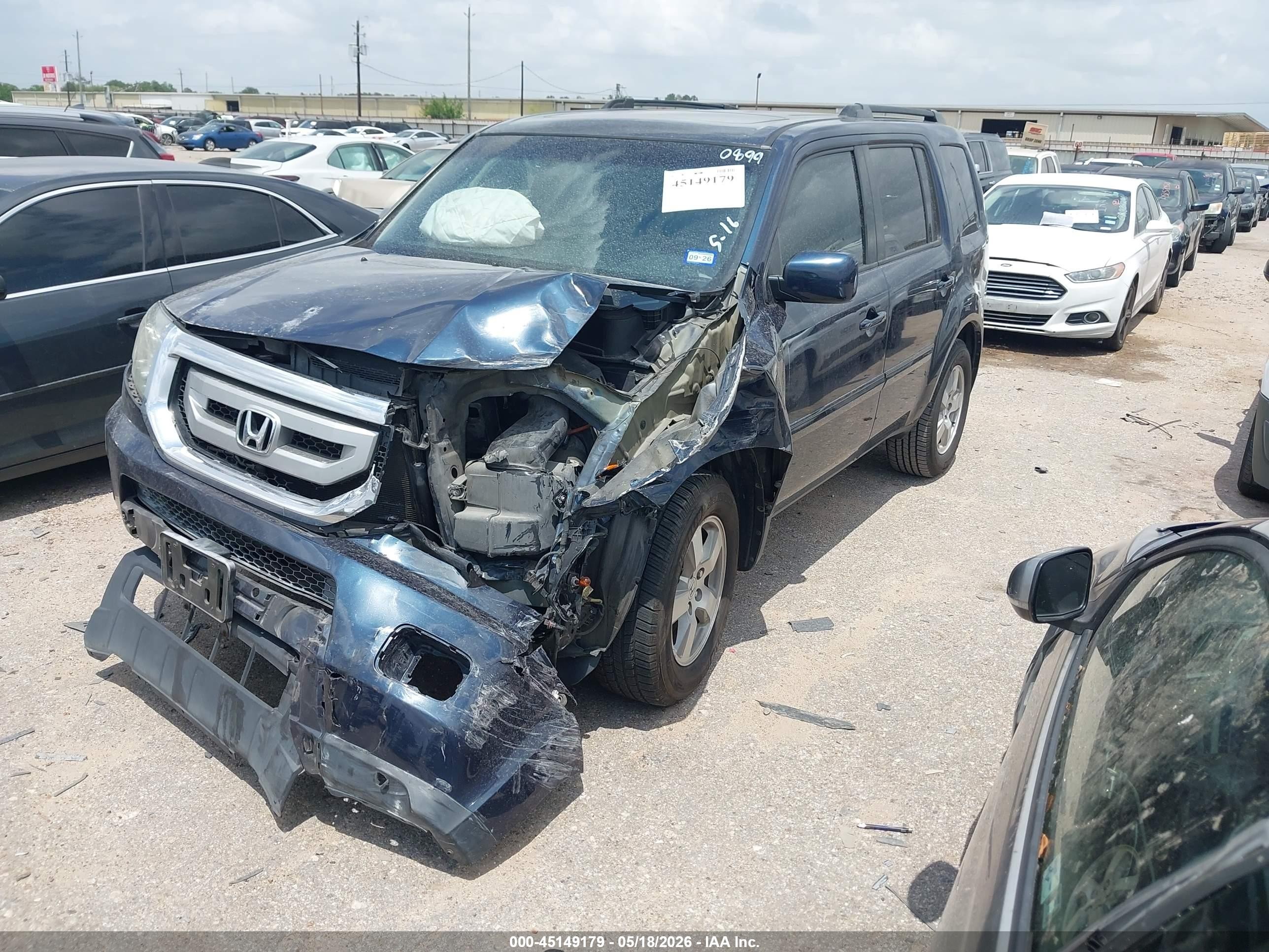 2011 Honda Pilot Ex-l Blue vin: 5FNYF3H57BB050899