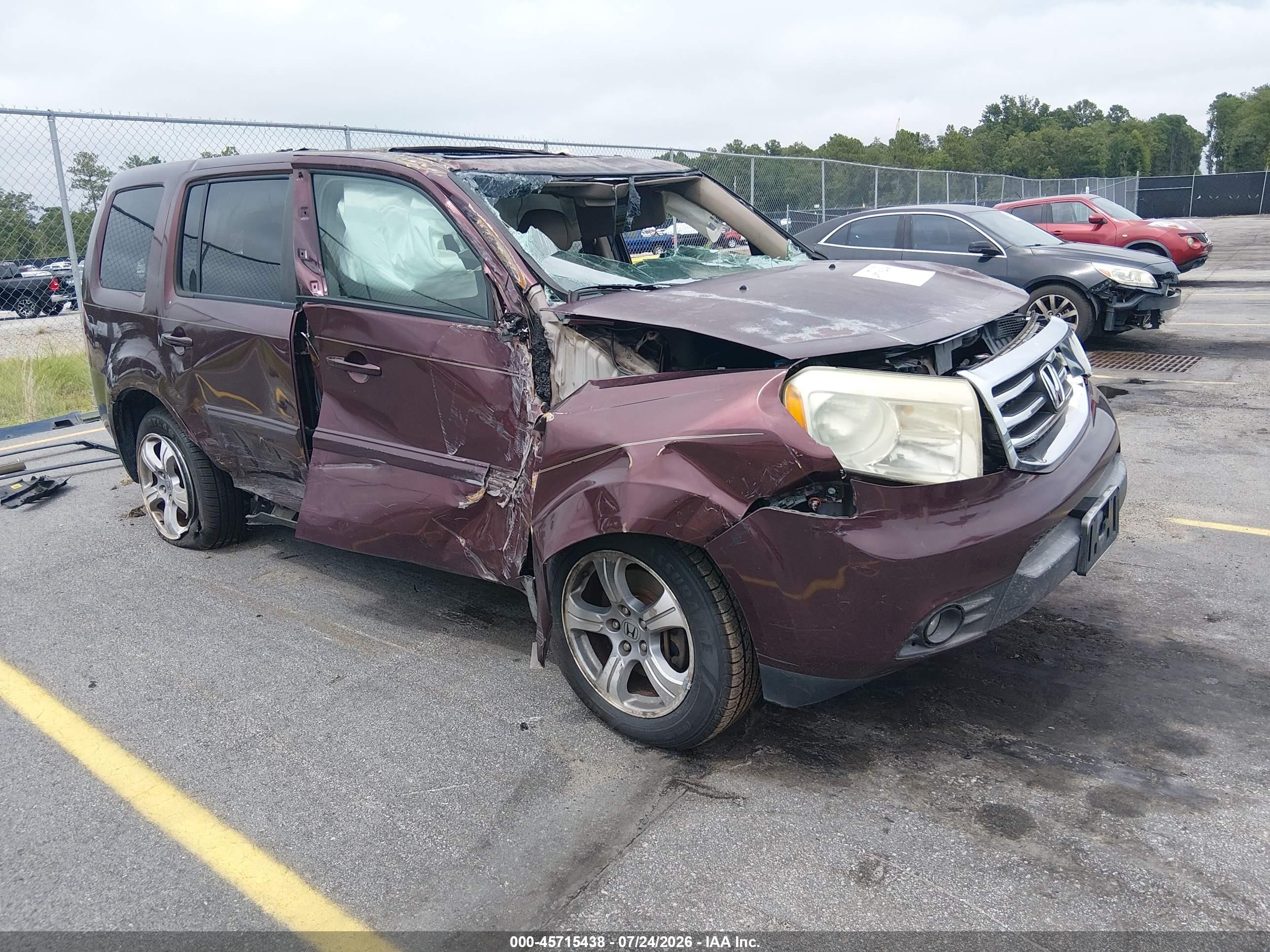 2012 Honda Pilot Ex-l Maroon vin: 5FNYF3H57CB019296