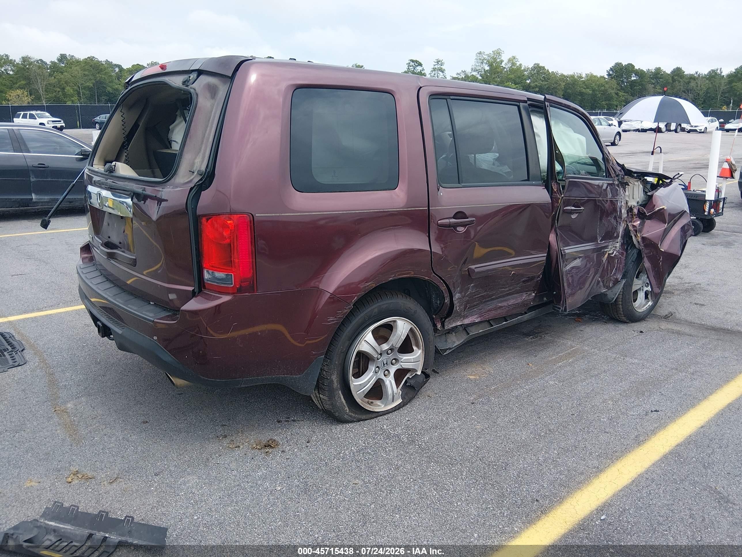 2012 Honda Pilot Ex-l Maroon vin: 5FNYF3H57CB019296
