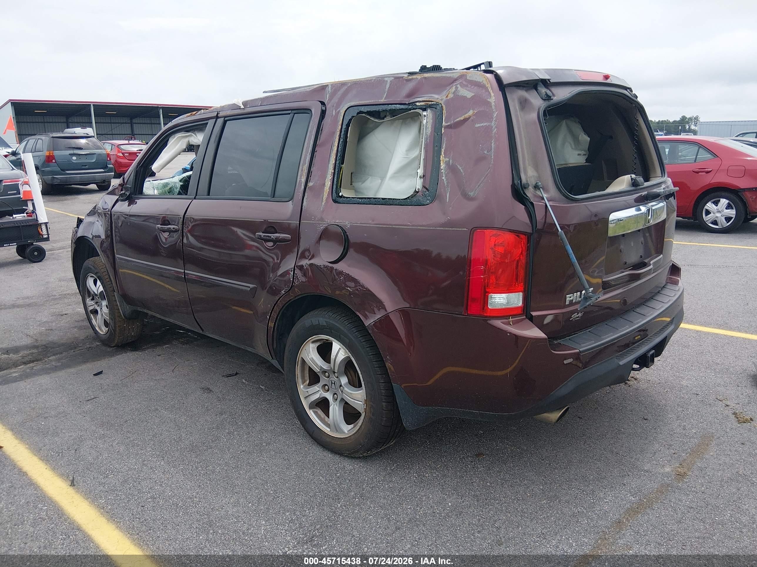 2012 Honda Pilot Ex-l Maroon vin: 5FNYF3H57CB019296
