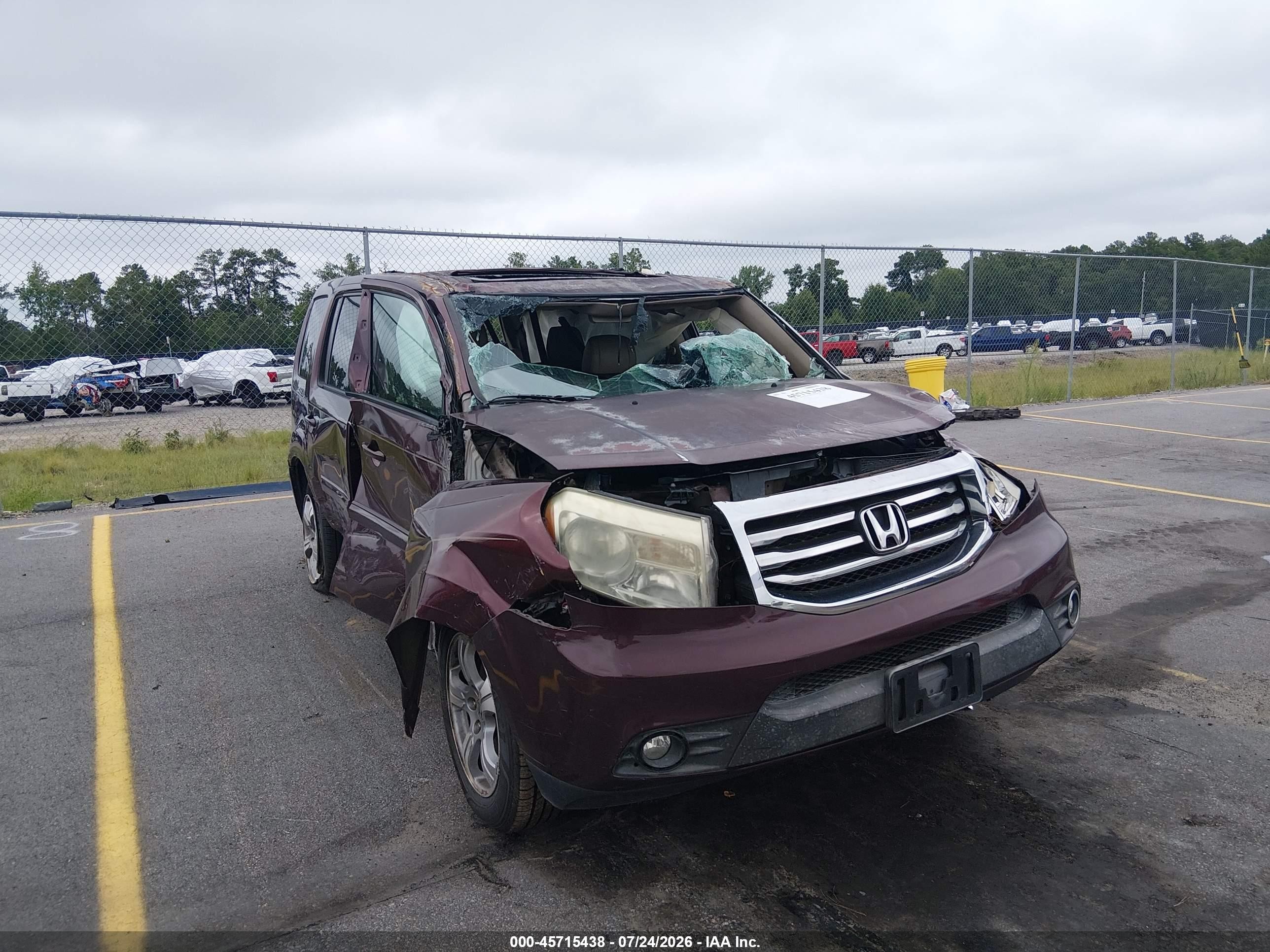 2012 Honda Pilot Ex-l Maroon vin: 5FNYF3H57CB019296