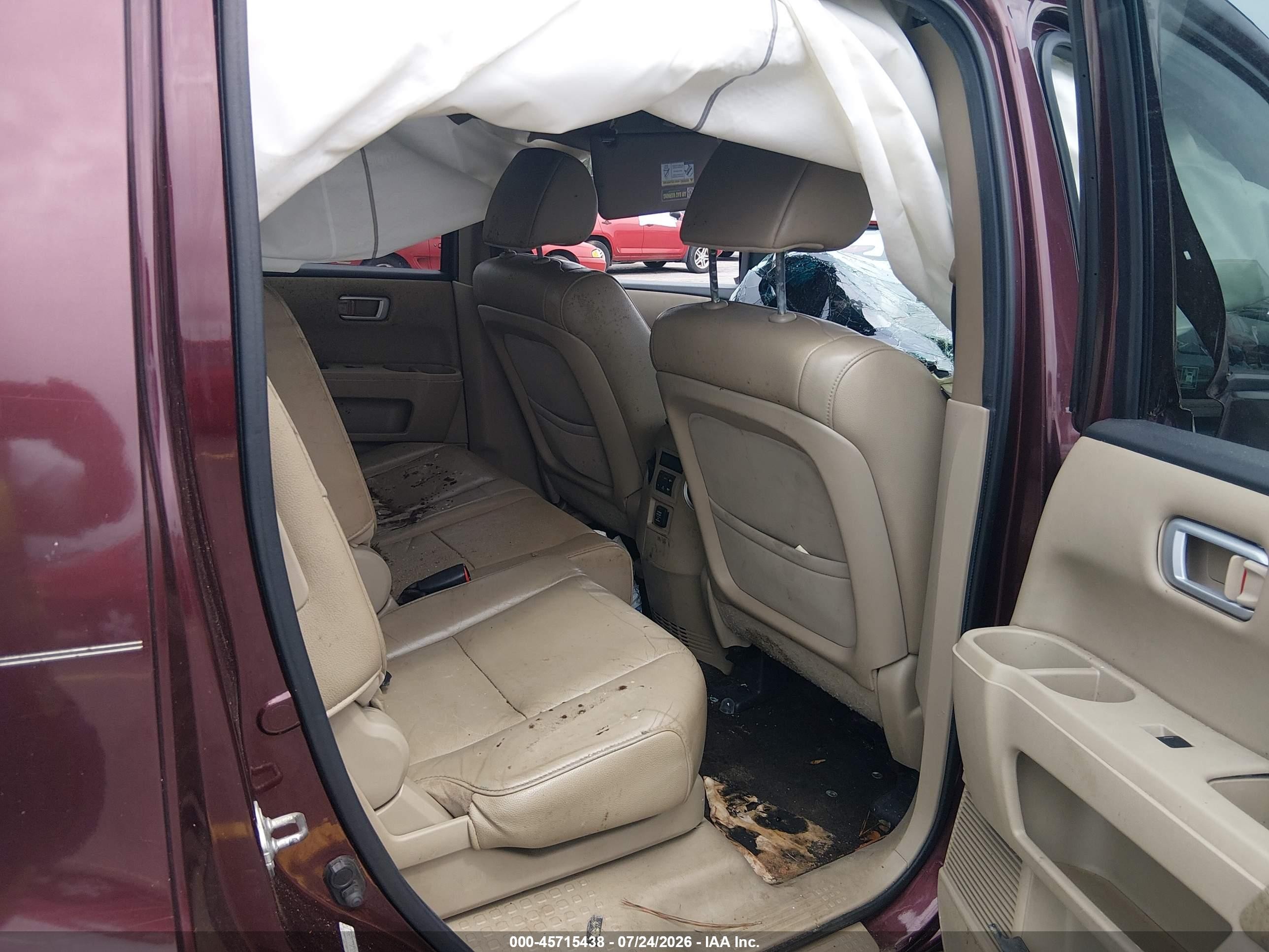 2012 Honda Pilot Ex-l Maroon vin: 5FNYF3H57CB019296