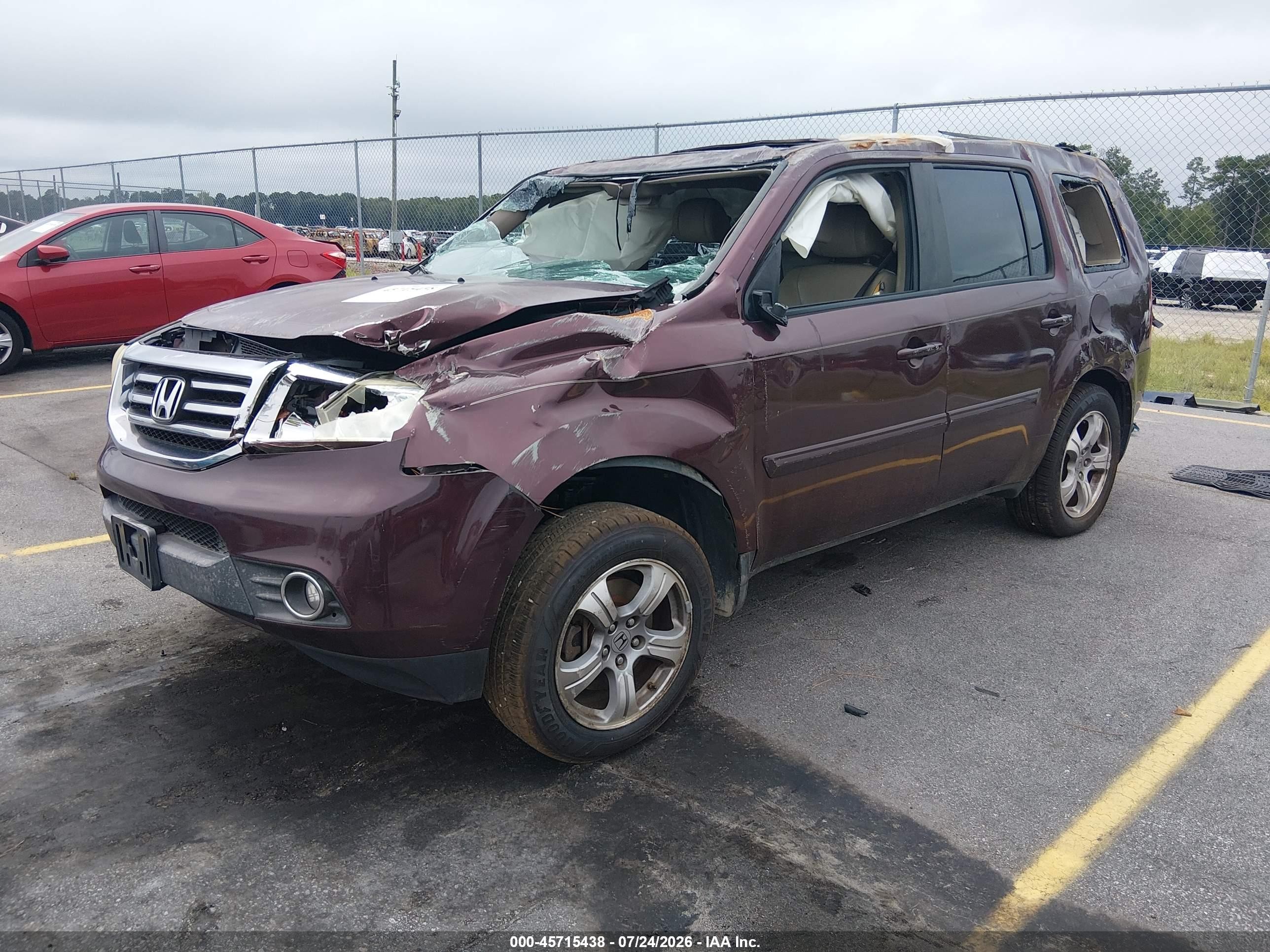 2012 Honda Pilot Ex-l Maroon vin: 5FNYF3H57CB019296