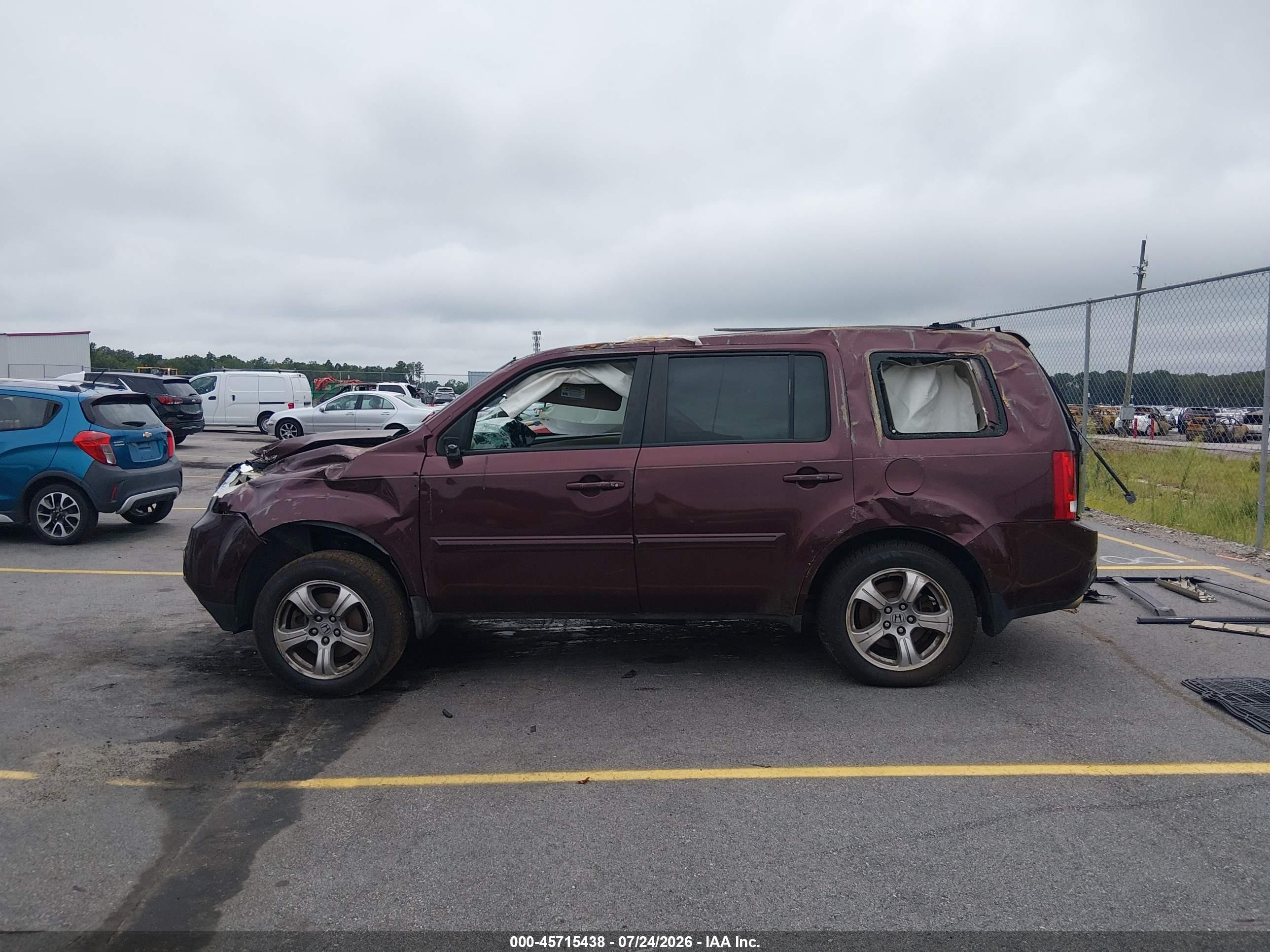 2012 Honda Pilot Ex-l Maroon vin: 5FNYF3H57CB019296