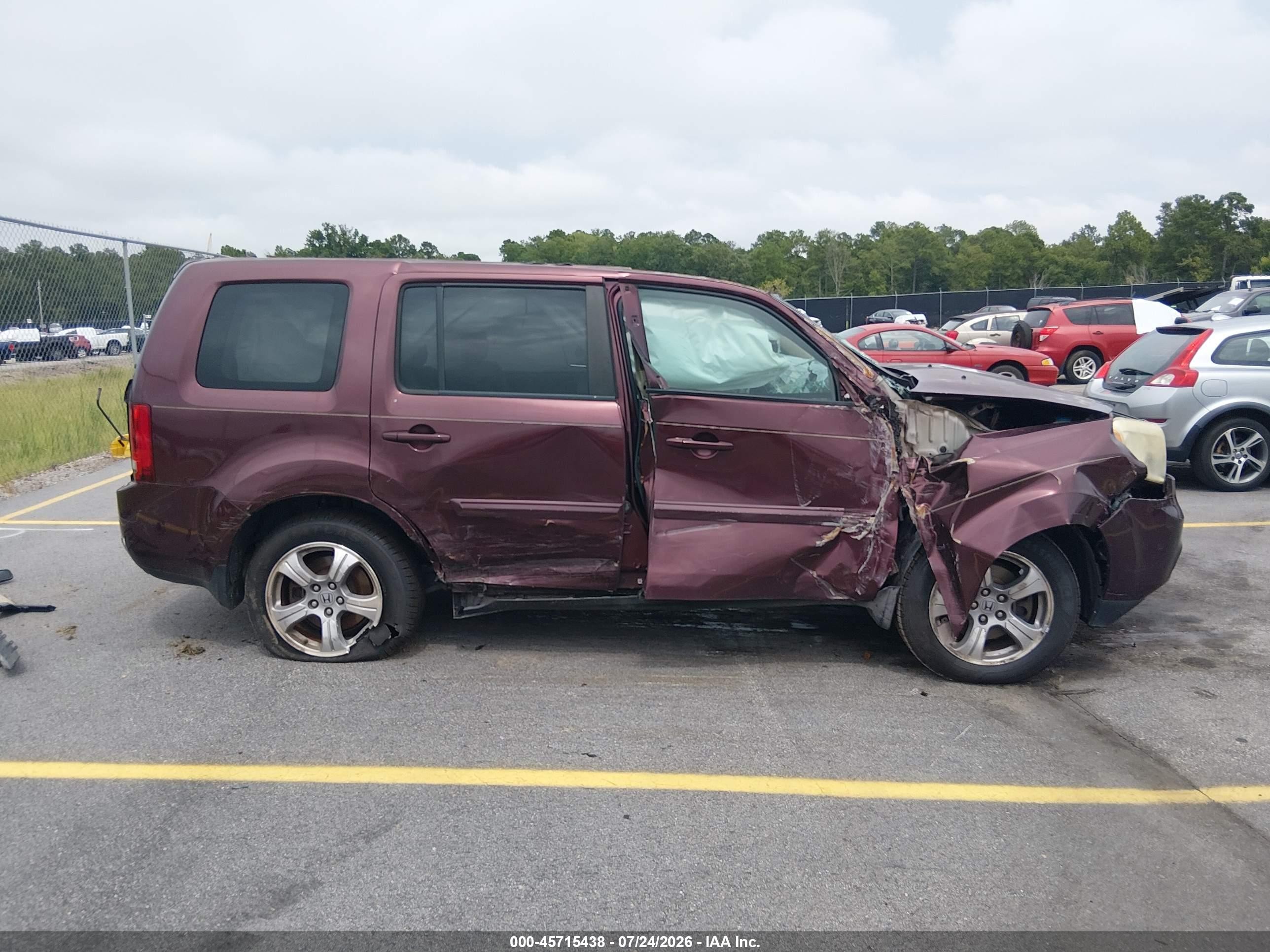 2012 Honda Pilot Ex-l Maroon vin: 5FNYF3H57CB019296