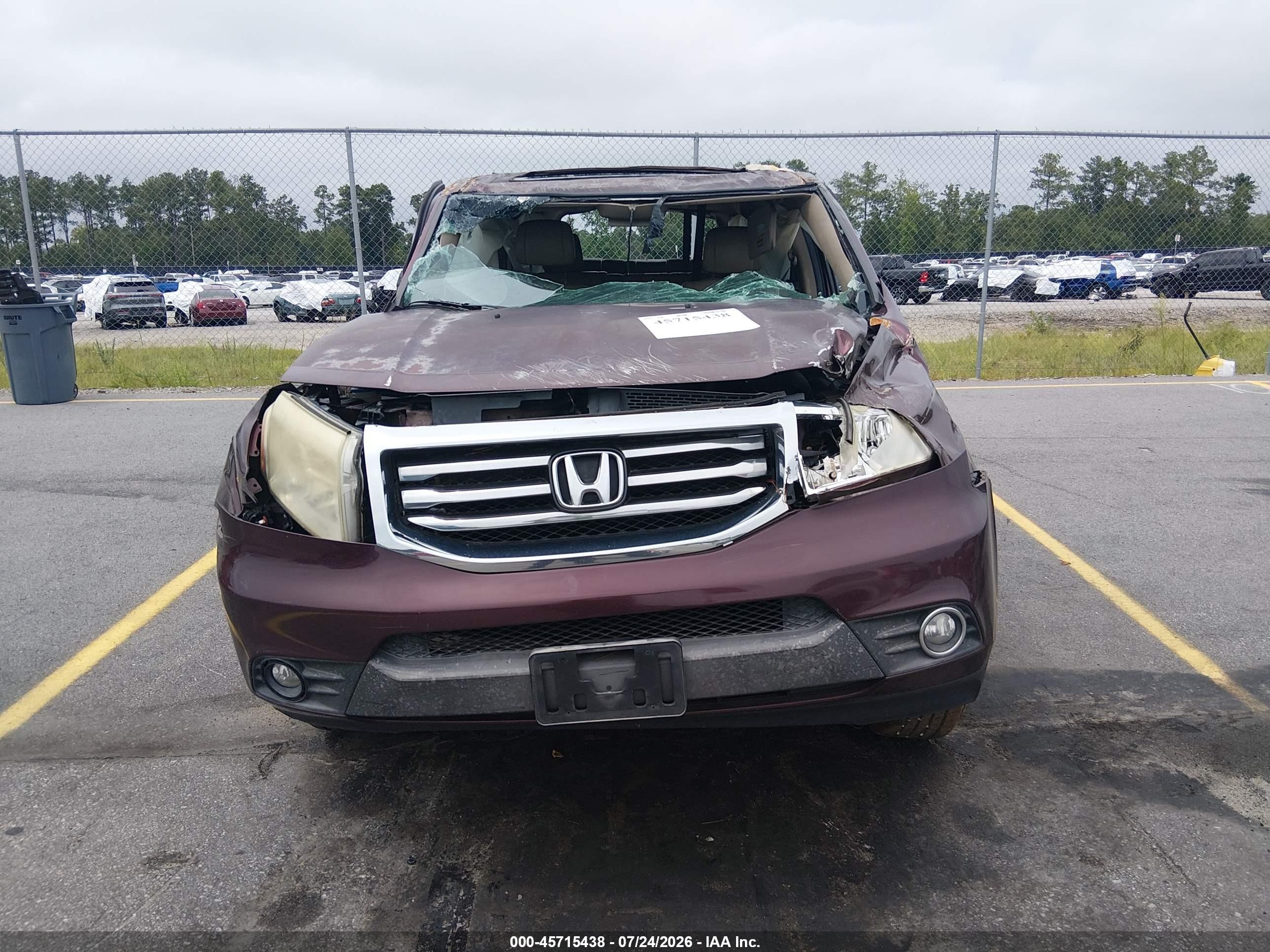 2012 Honda Pilot Ex-l Maroon vin: 5FNYF3H57CB019296