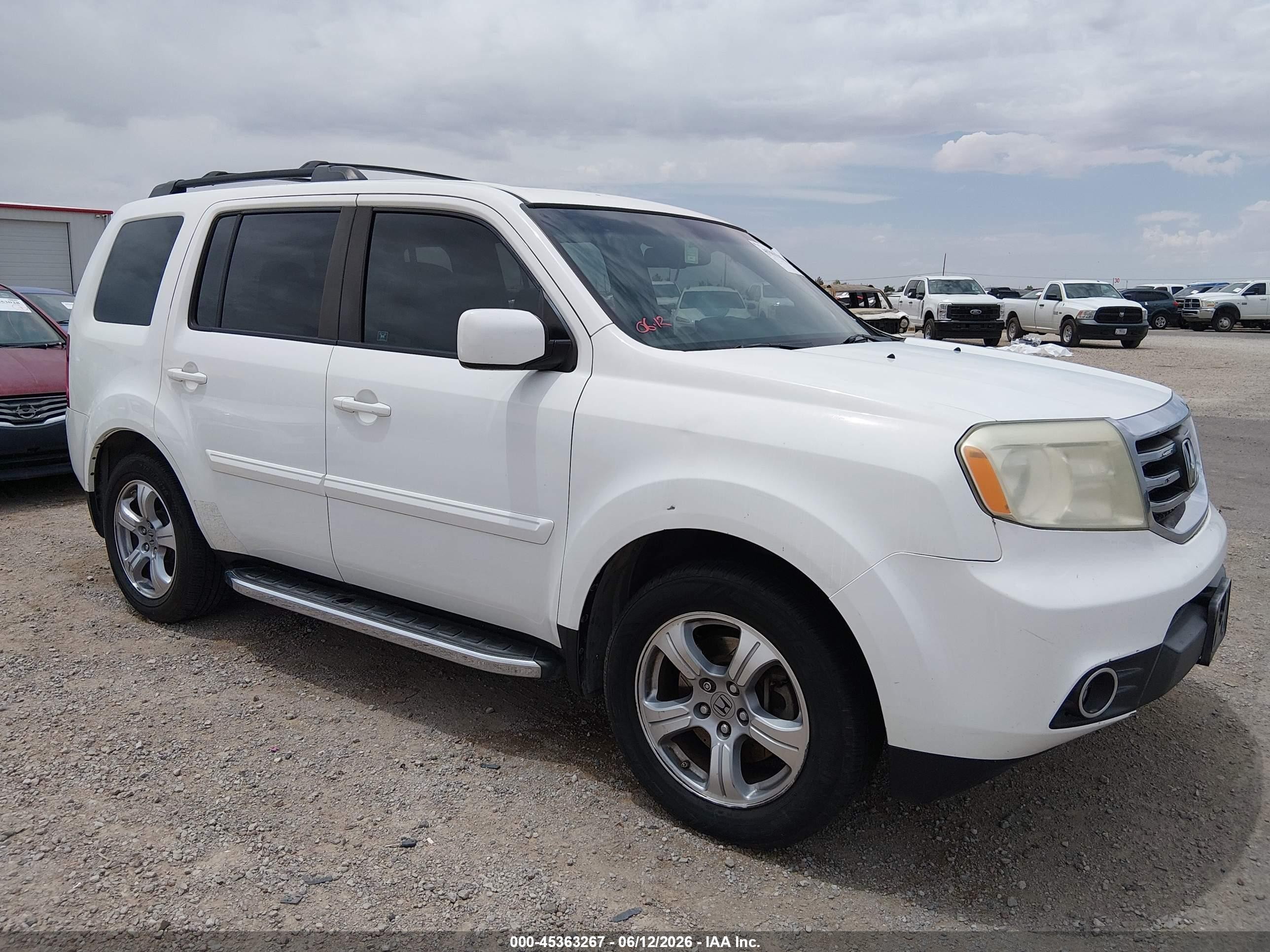2012 Honda Pilot Ex-l White vin: 5FNYF3H57CB042691