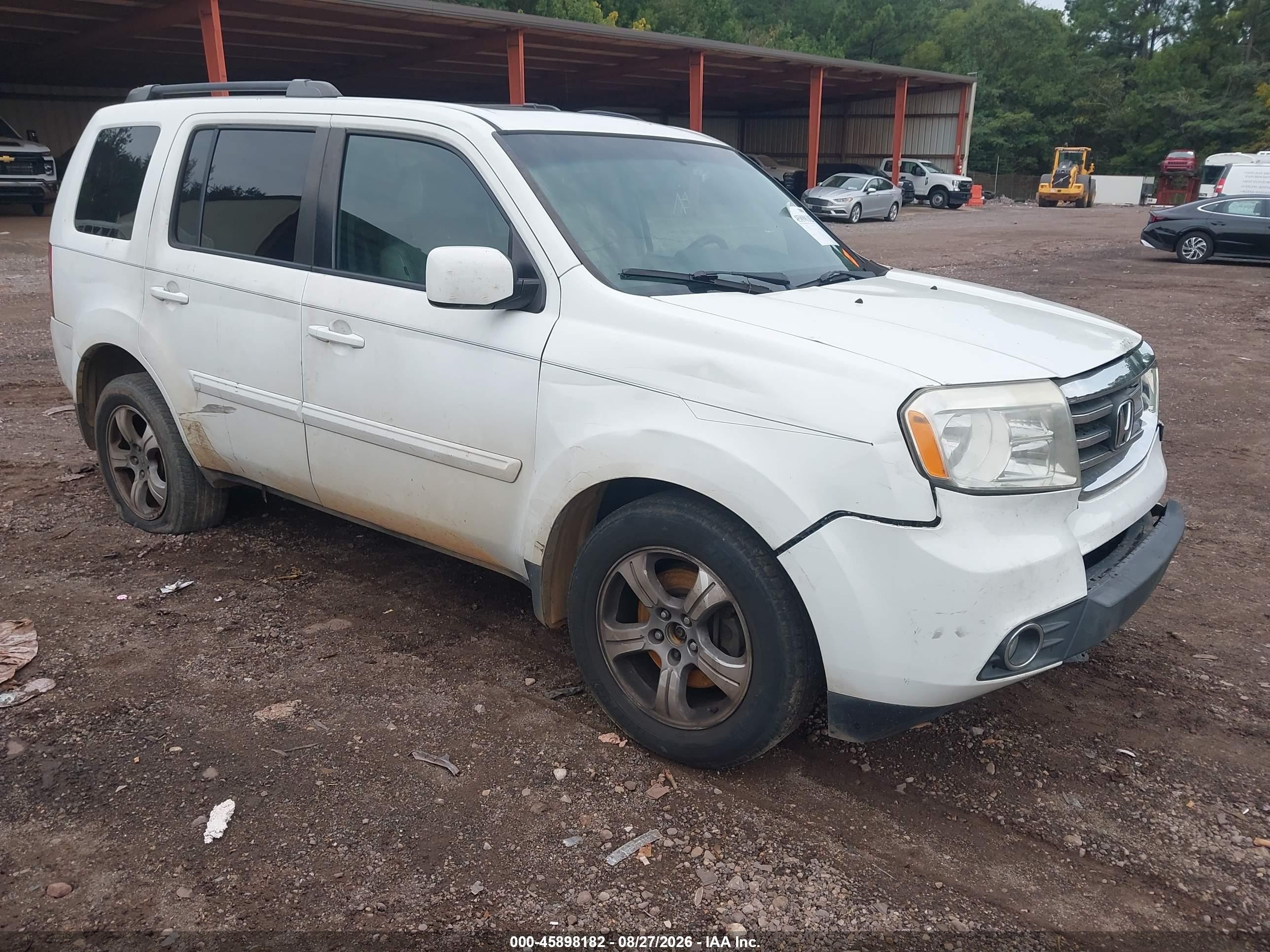 2013 Honda Pilot Ex-l White vin: 5FNYF3H57DB044331