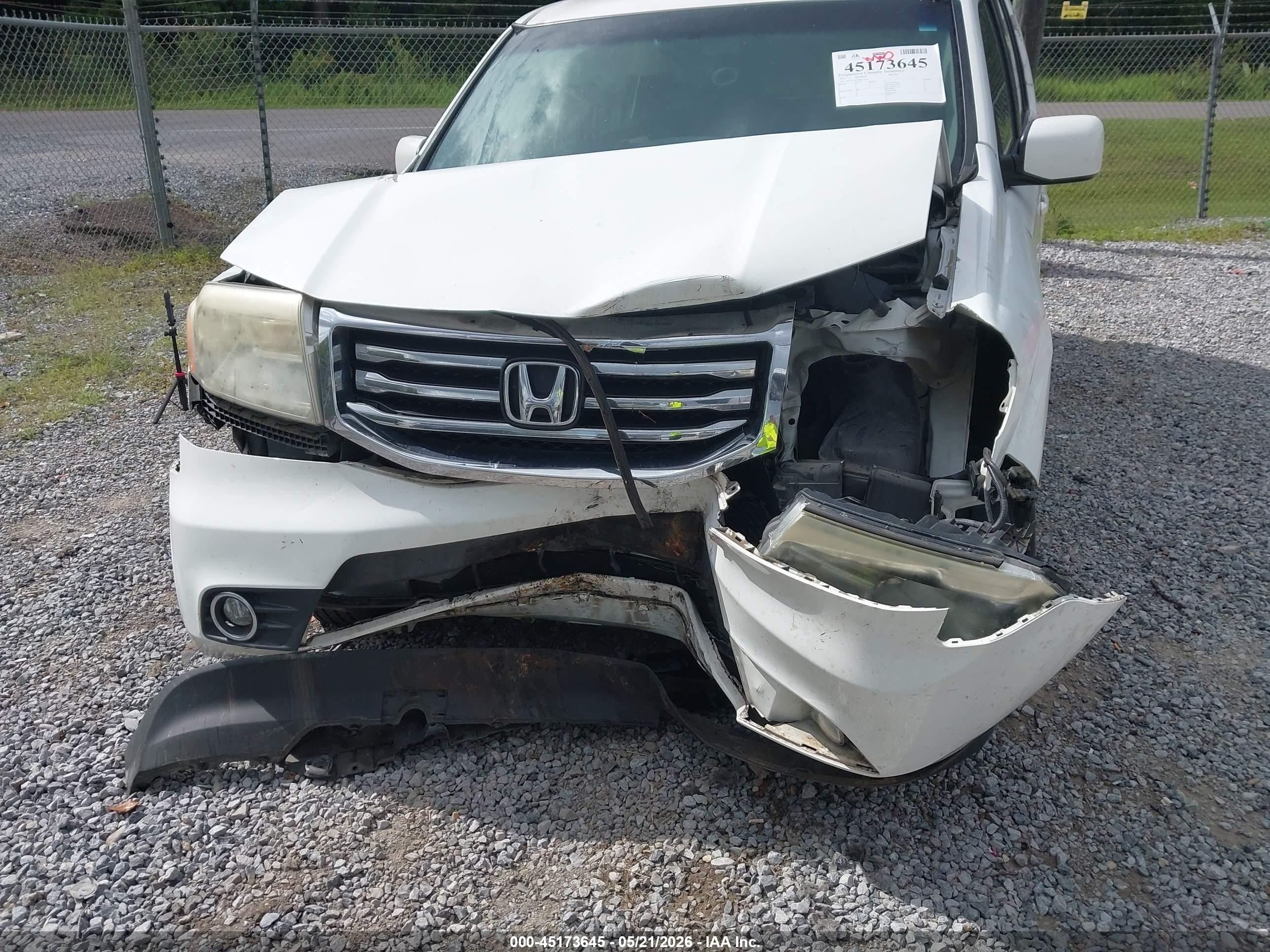 2014 Honda Pilot Ex-l White vin: 5FNYF3H57EB014618