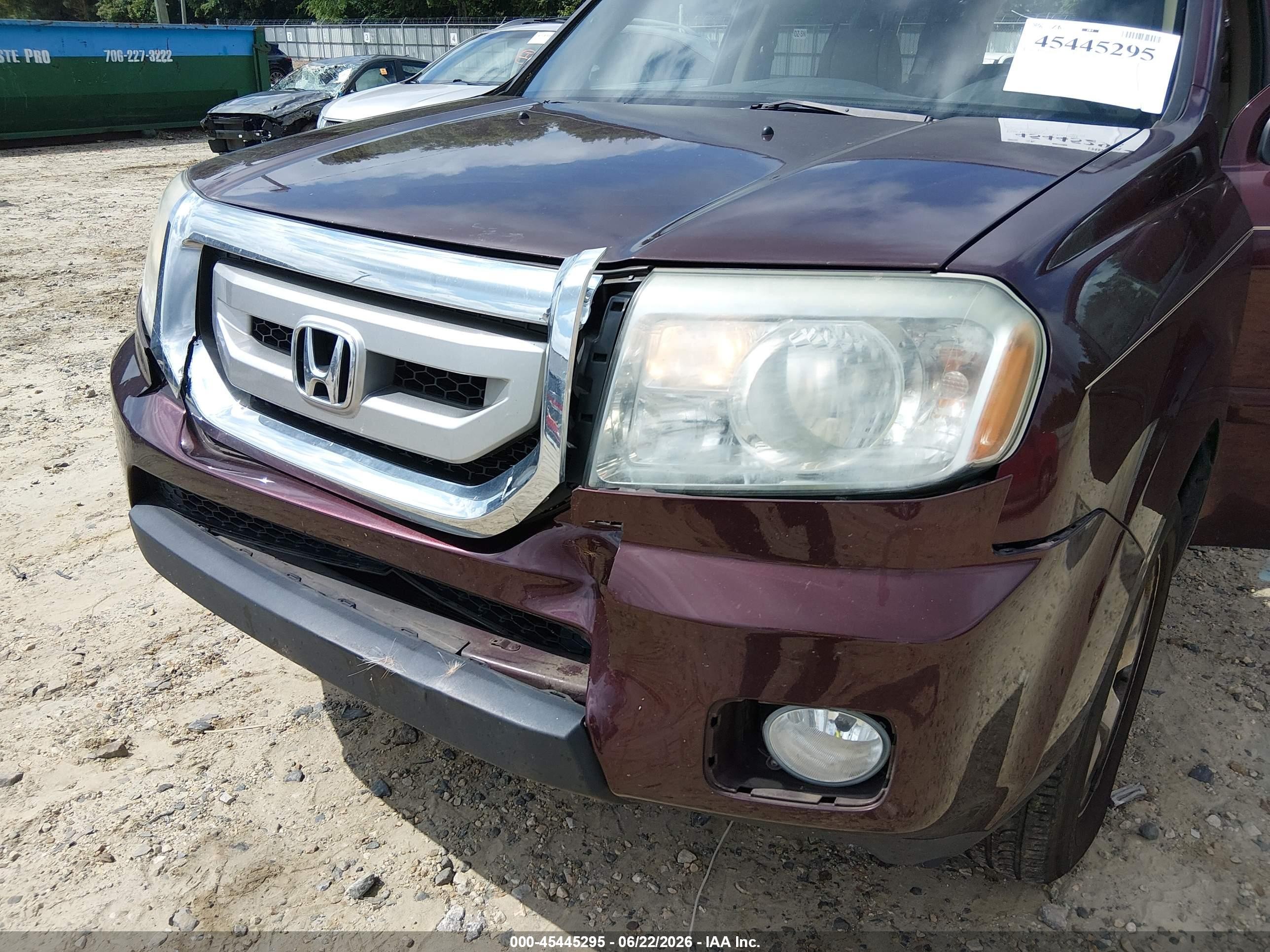 2010 Honda Pilot Ex-l Burgundy vin: 5FNYF3H58AB016291
