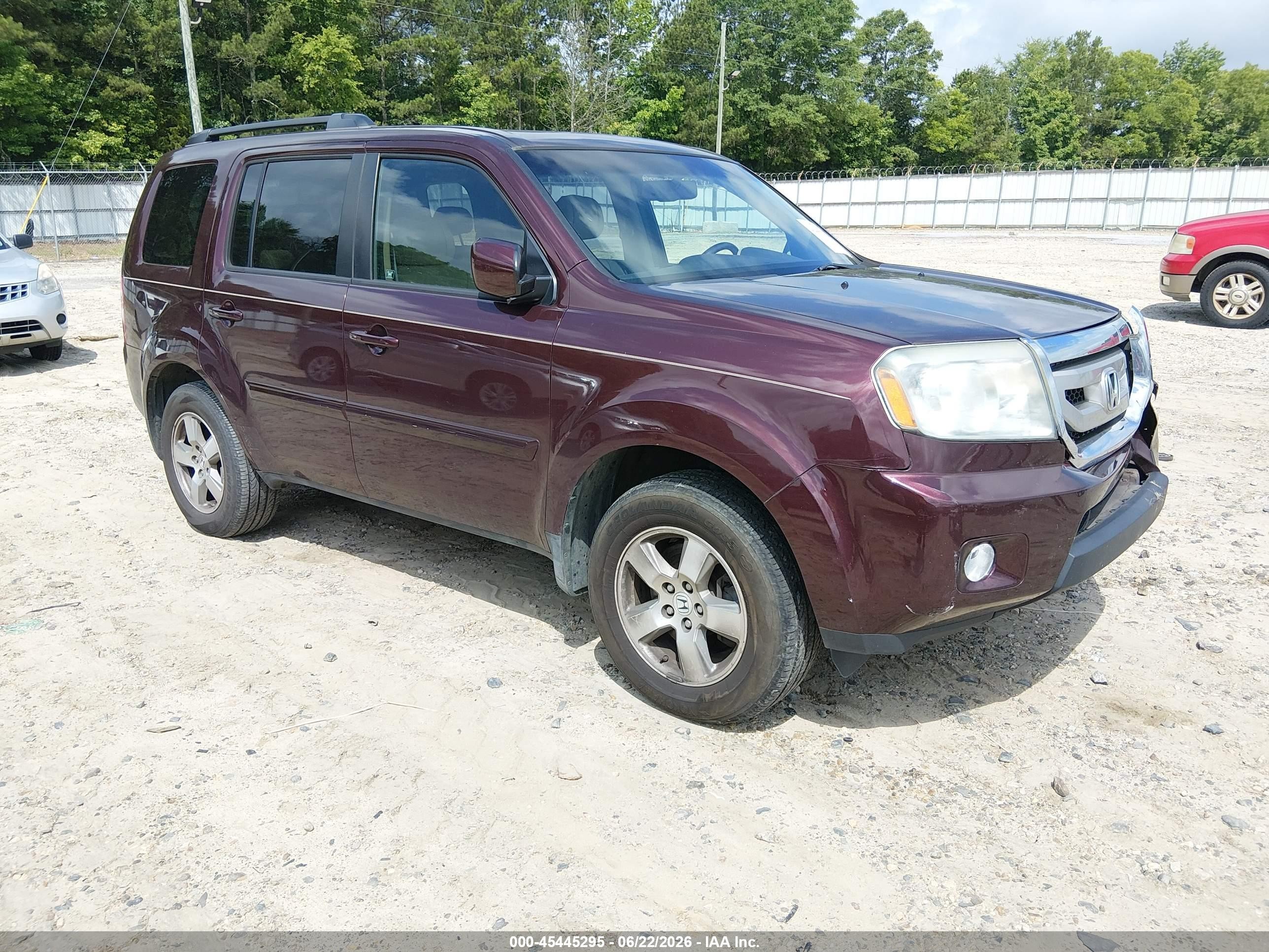 2010 Honda Pilot Ex-l Burgundy vin: 5FNYF3H58AB016291