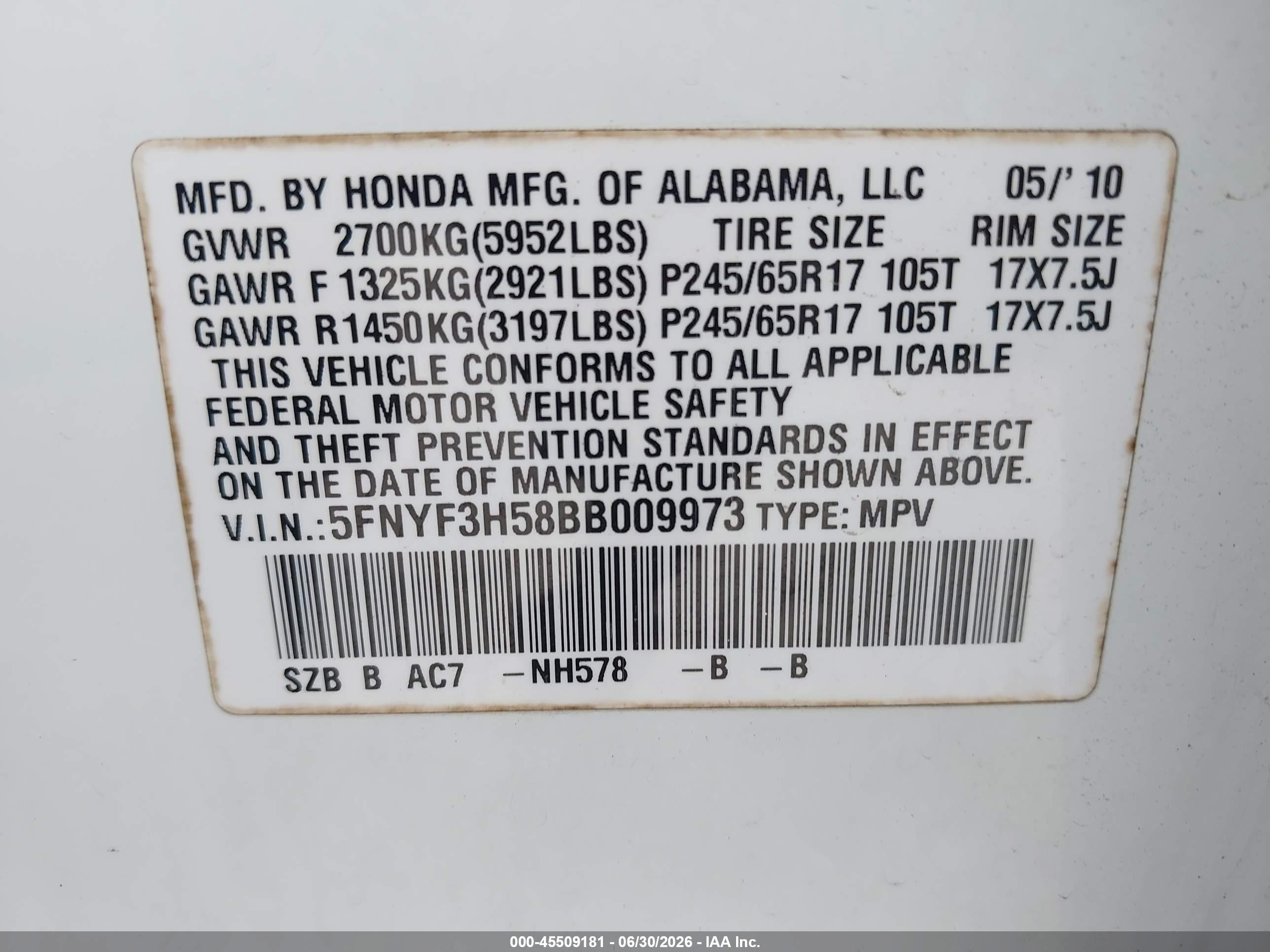 2011 Honda Pilot Ex-l White vin: 5FNYF3H58BB009973