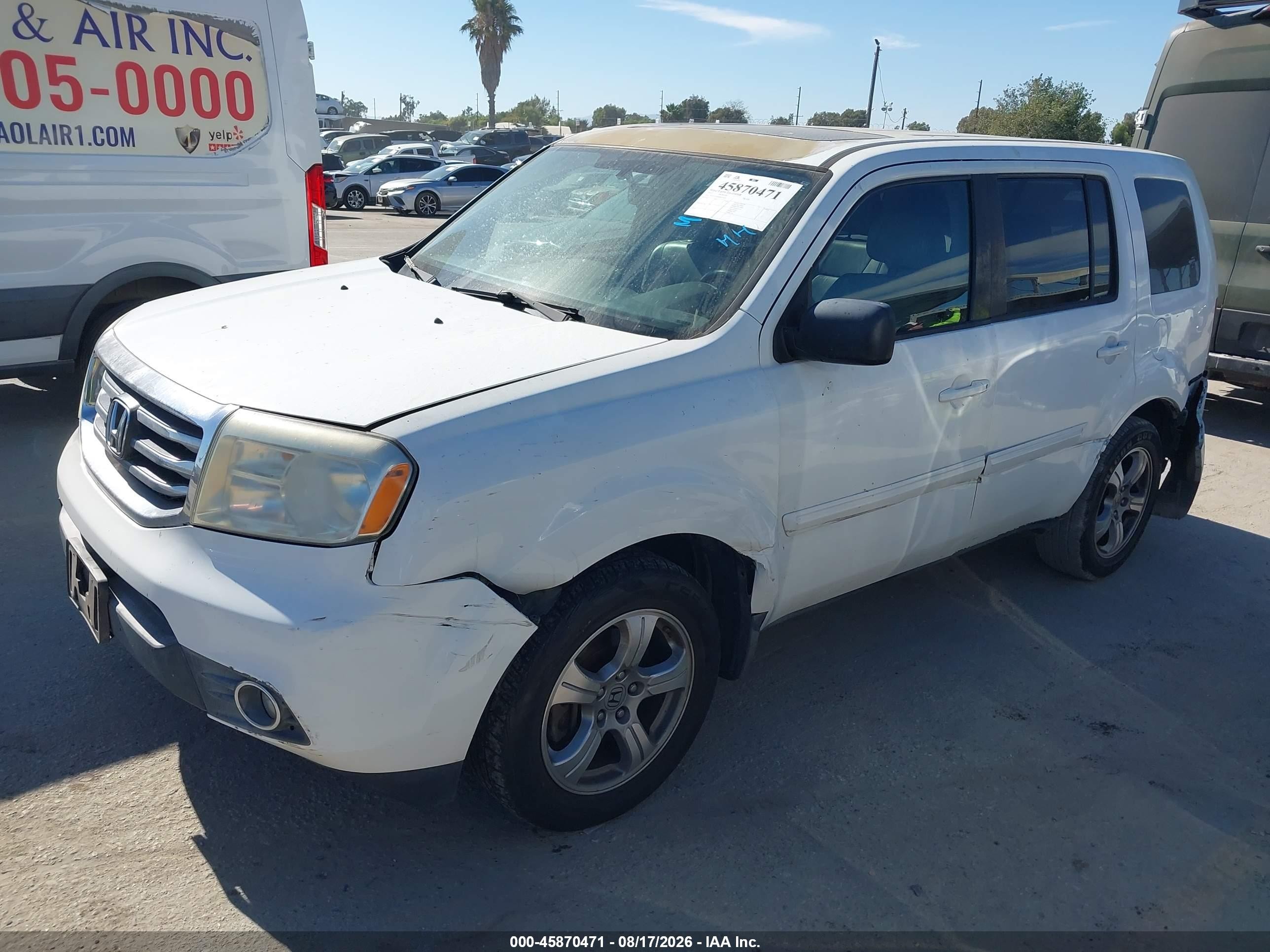 2013 Honda Pilot Ex-l Белый vin: 5FNYF3H58DB015050