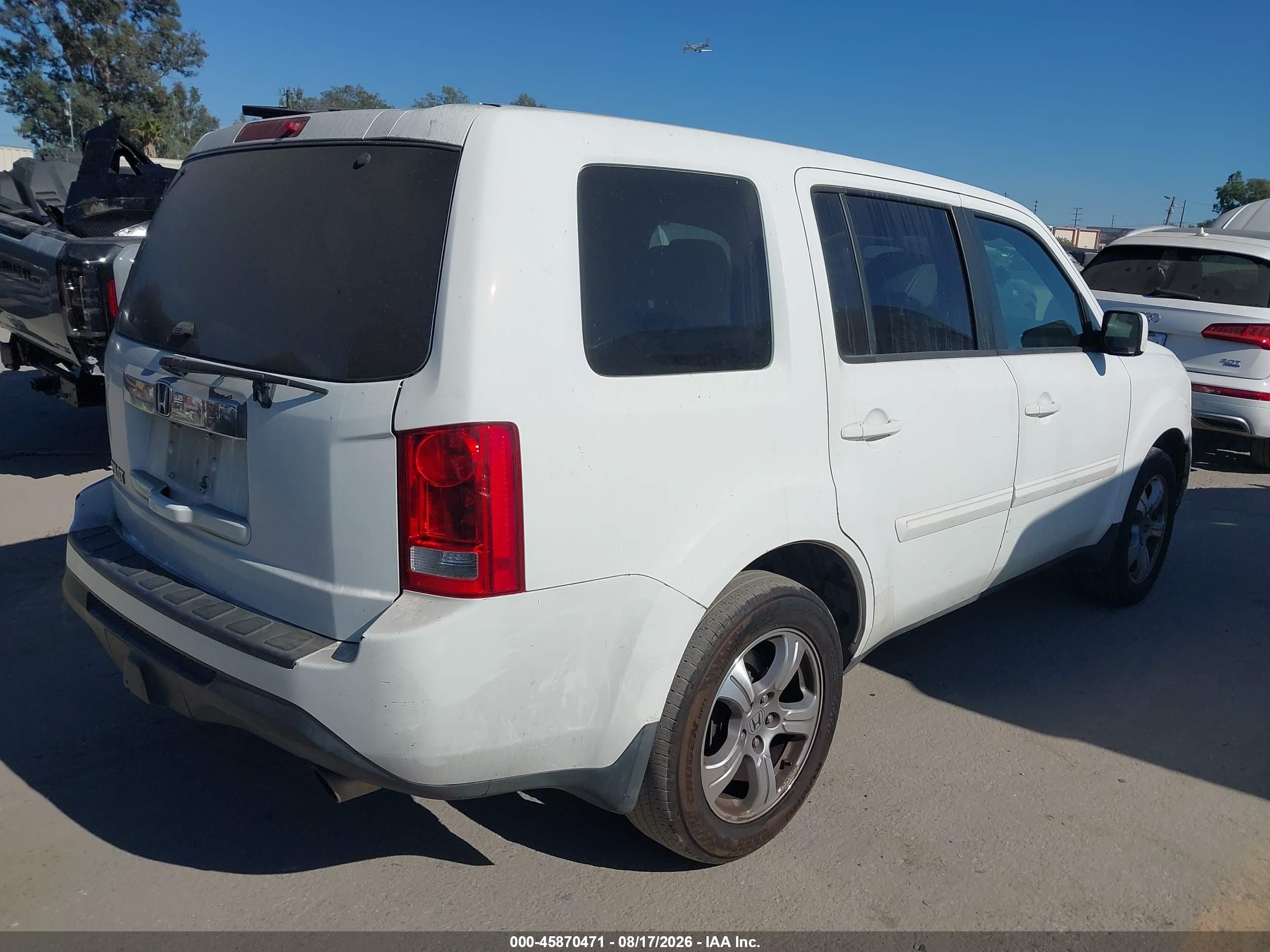 2013 Honda Pilot Ex-l Белый vin: 5FNYF3H58DB015050