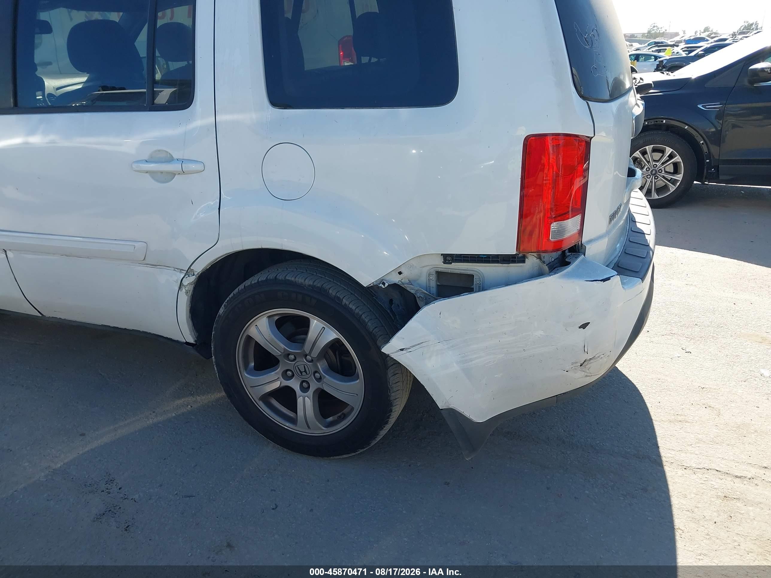 2013 Honda Pilot Ex-l Белый vin: 5FNYF3H58DB015050