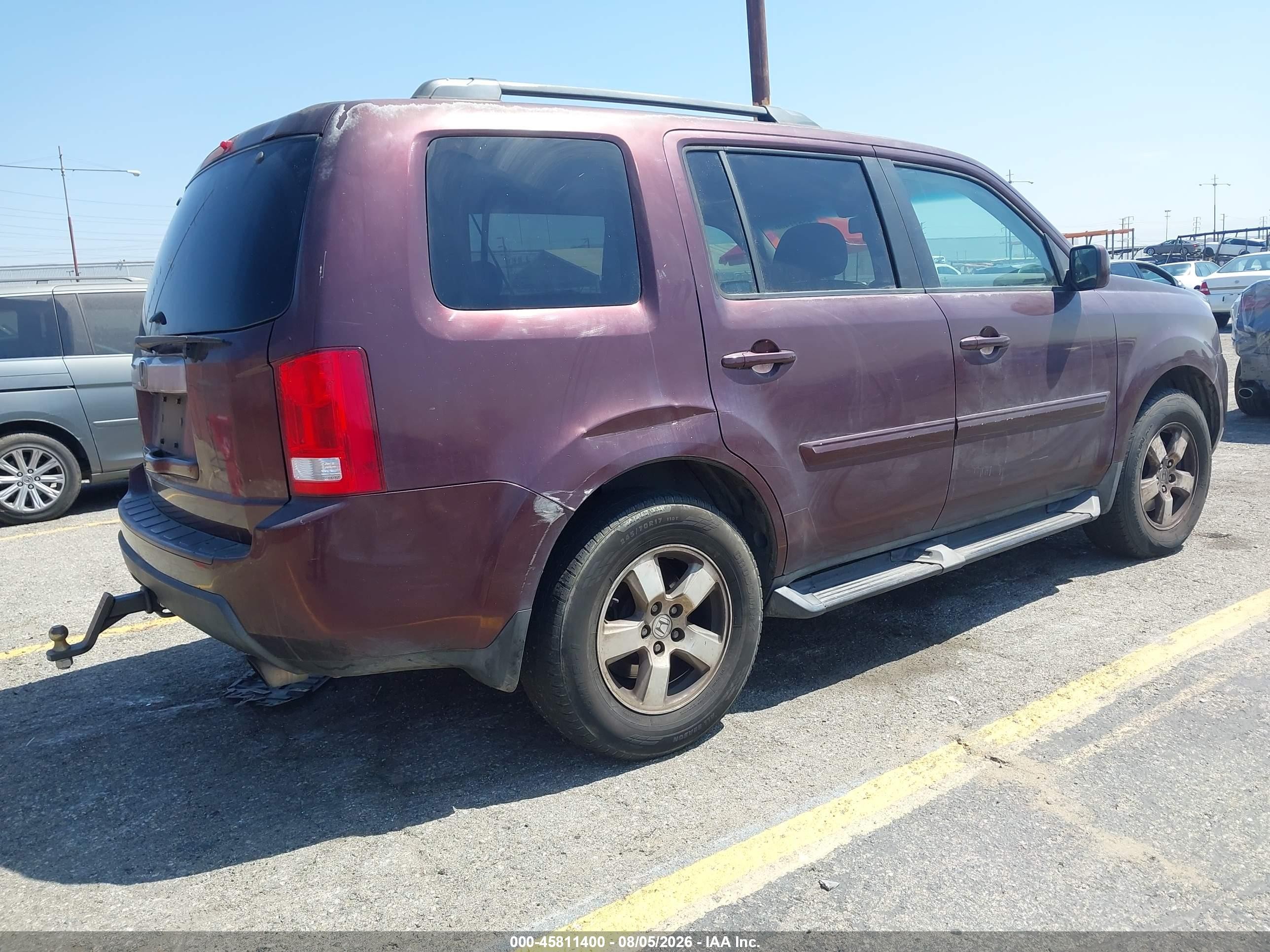 2011 Honda Pilot Ex-l Maroon vin: 5FNYF3H59BB050404