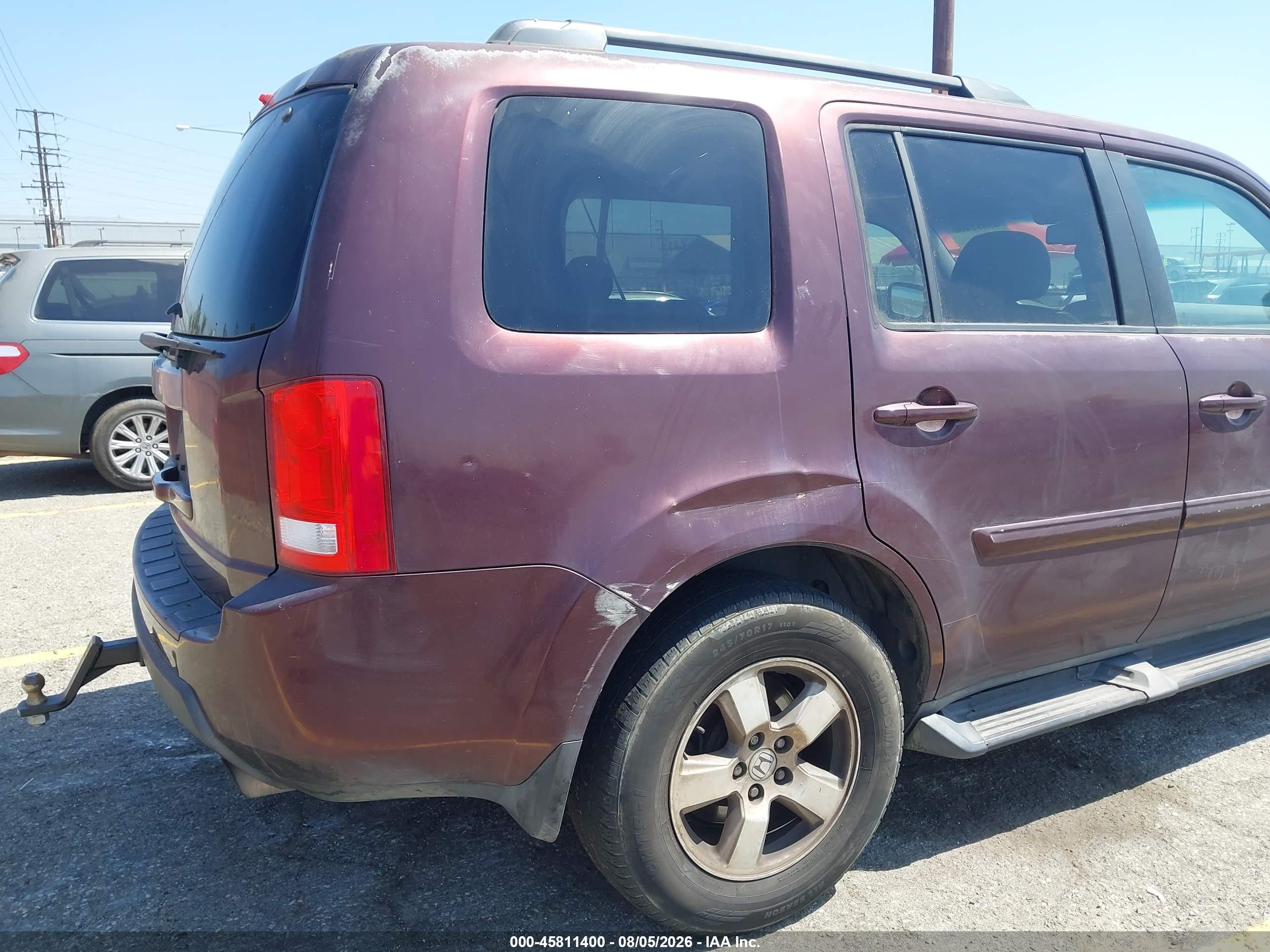 2011 Honda Pilot Ex-l Maroon vin: 5FNYF3H59BB050404