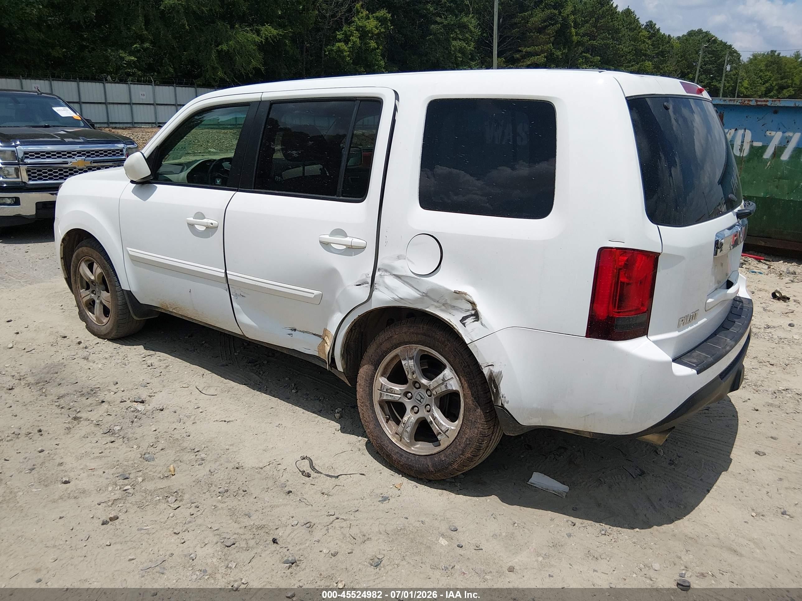 2012 Honda Pilot Ex-l Белый vin: 5FNYF3H59CB038710