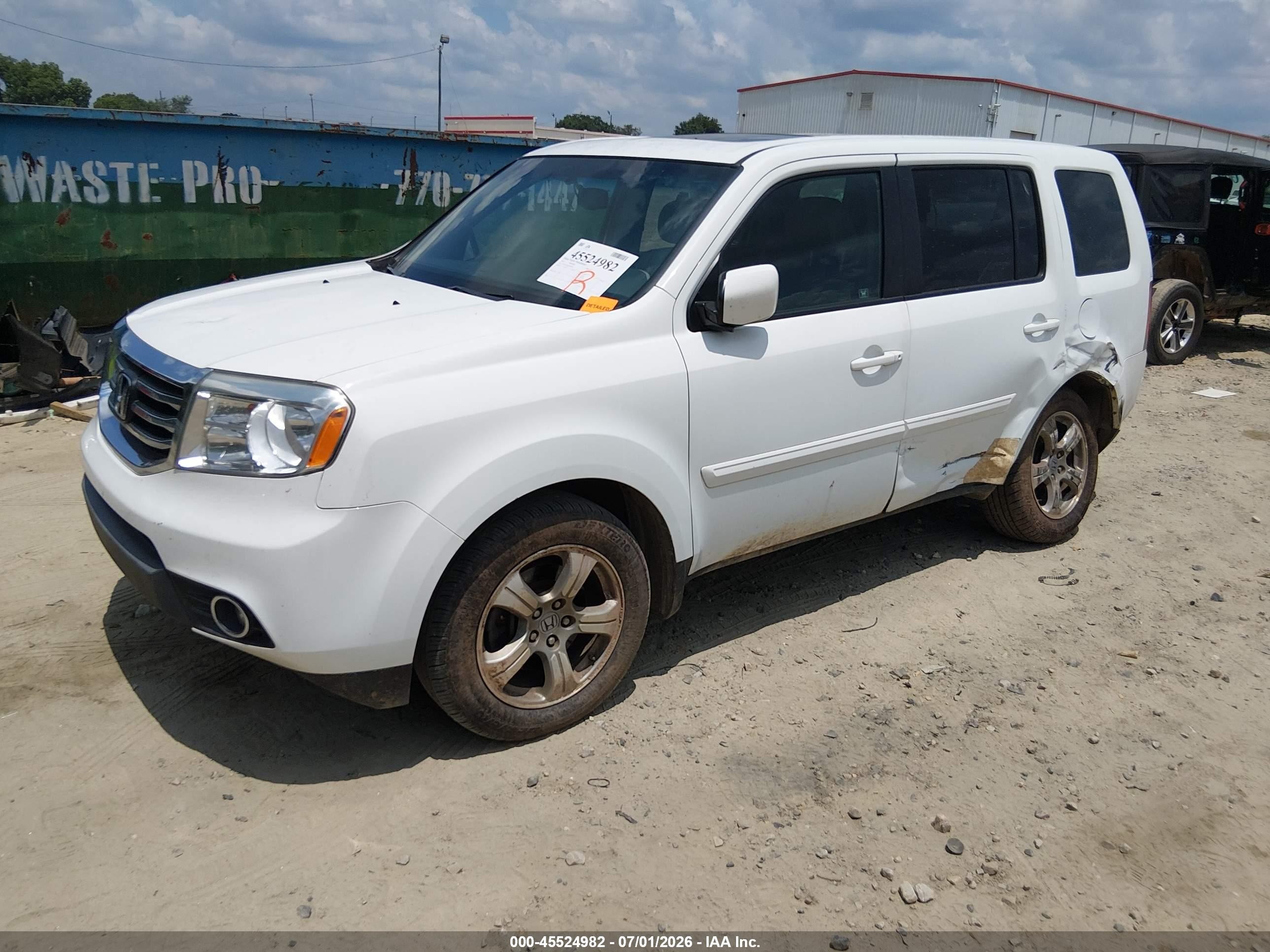 2012 Honda Pilot Ex-l Белый vin: 5FNYF3H59CB038710