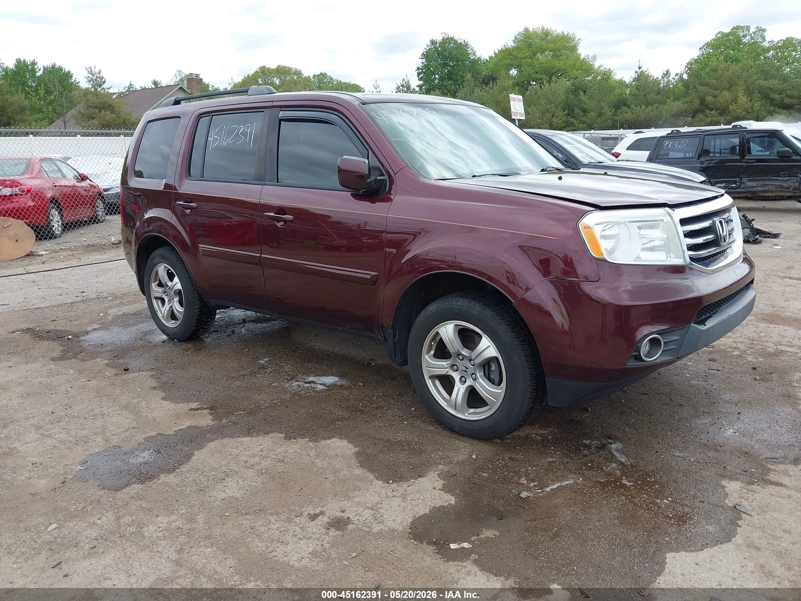 2013 Honda Pilot Ex-l Burgundy vin: 5FNYF3H5XDB018922