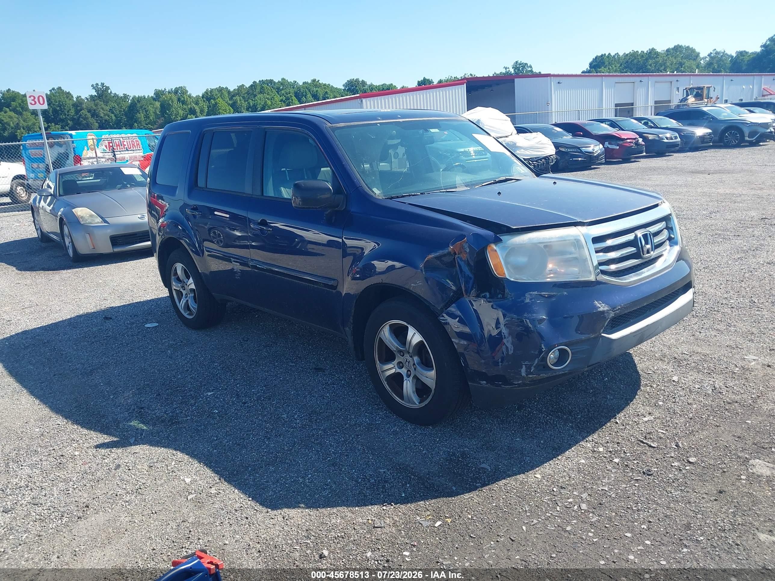 2013 Honda Pilot Ex-l Blue vin: 5FNYF3H5XDB032254