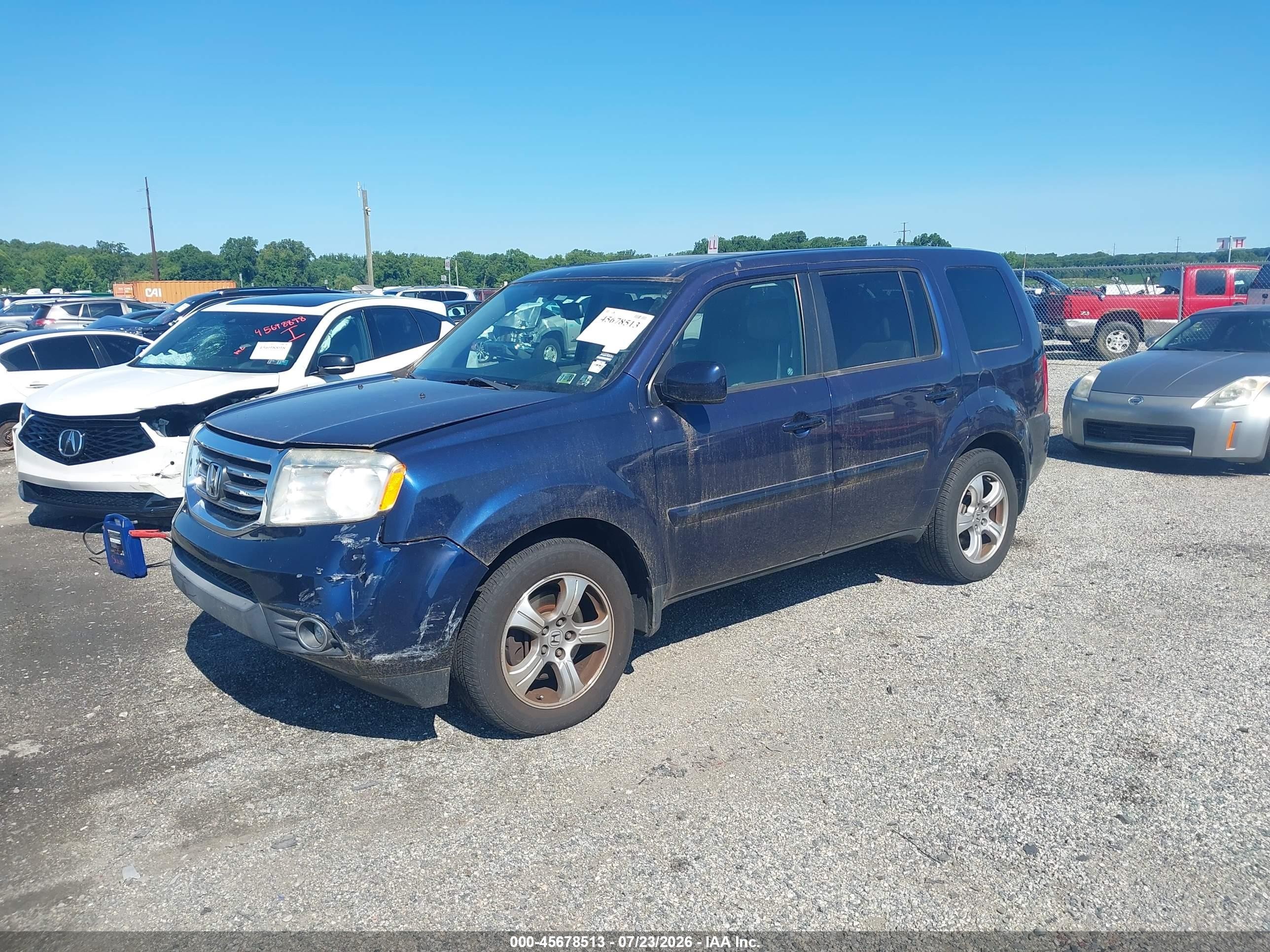 2013 Honda Pilot Ex-l Blue vin: 5FNYF3H5XDB032254