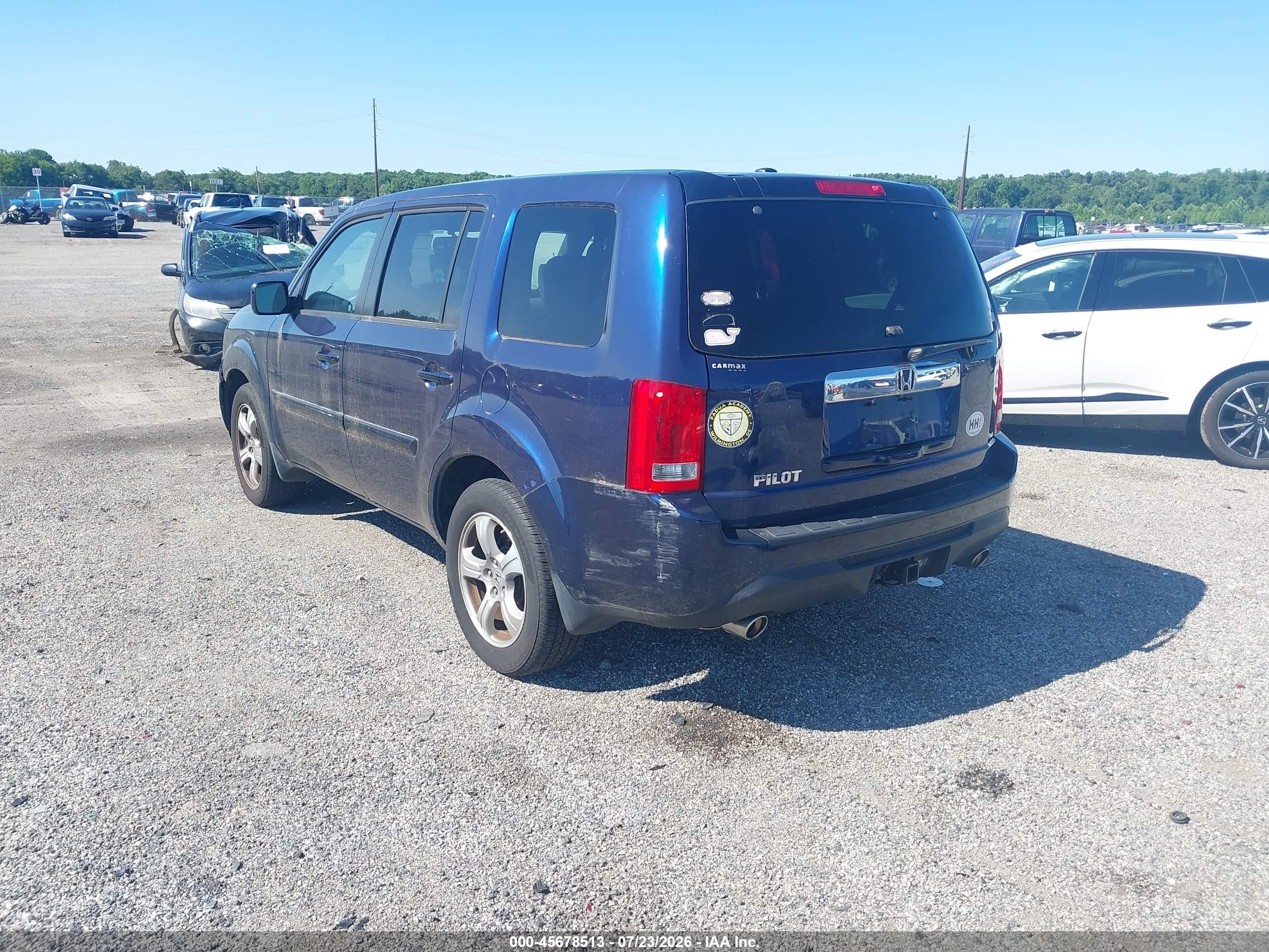 2013 Honda Pilot Ex-l Blue vin: 5FNYF3H5XDB032254