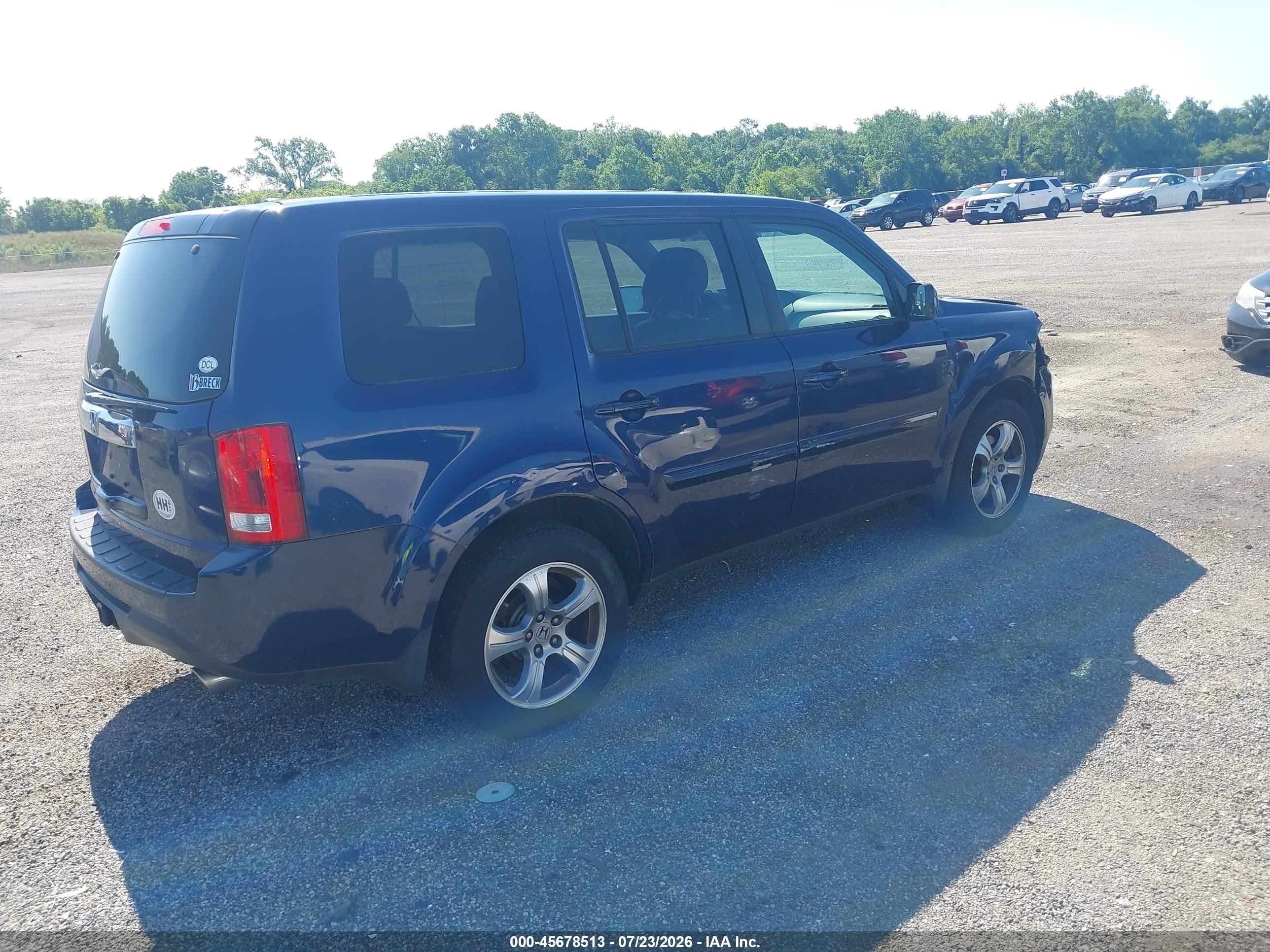 2013 Honda Pilot Ex-l Blue vin: 5FNYF3H5XDB032254