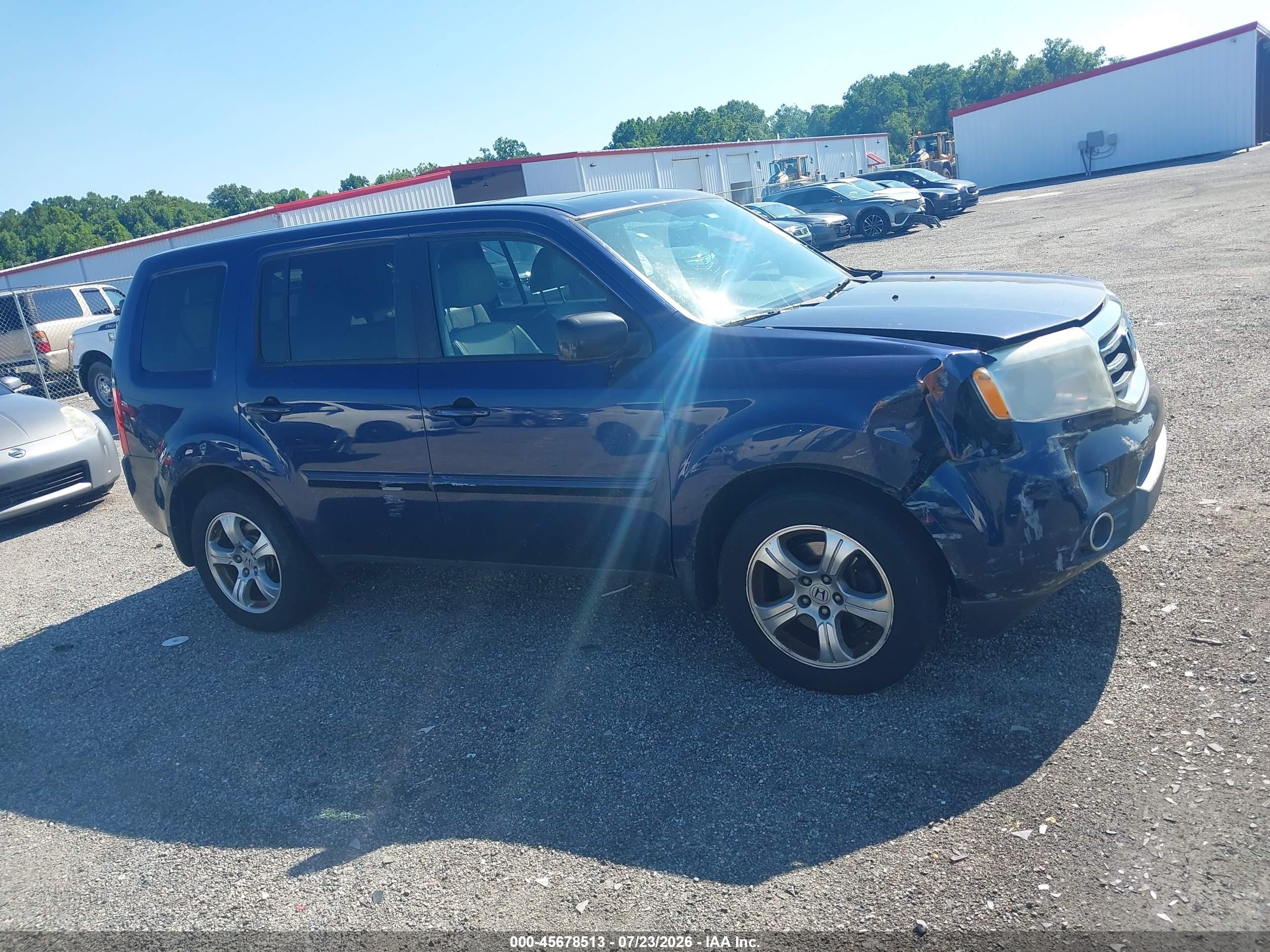 2013 Honda Pilot Ex-l Blue vin: 5FNYF3H5XDB032254
