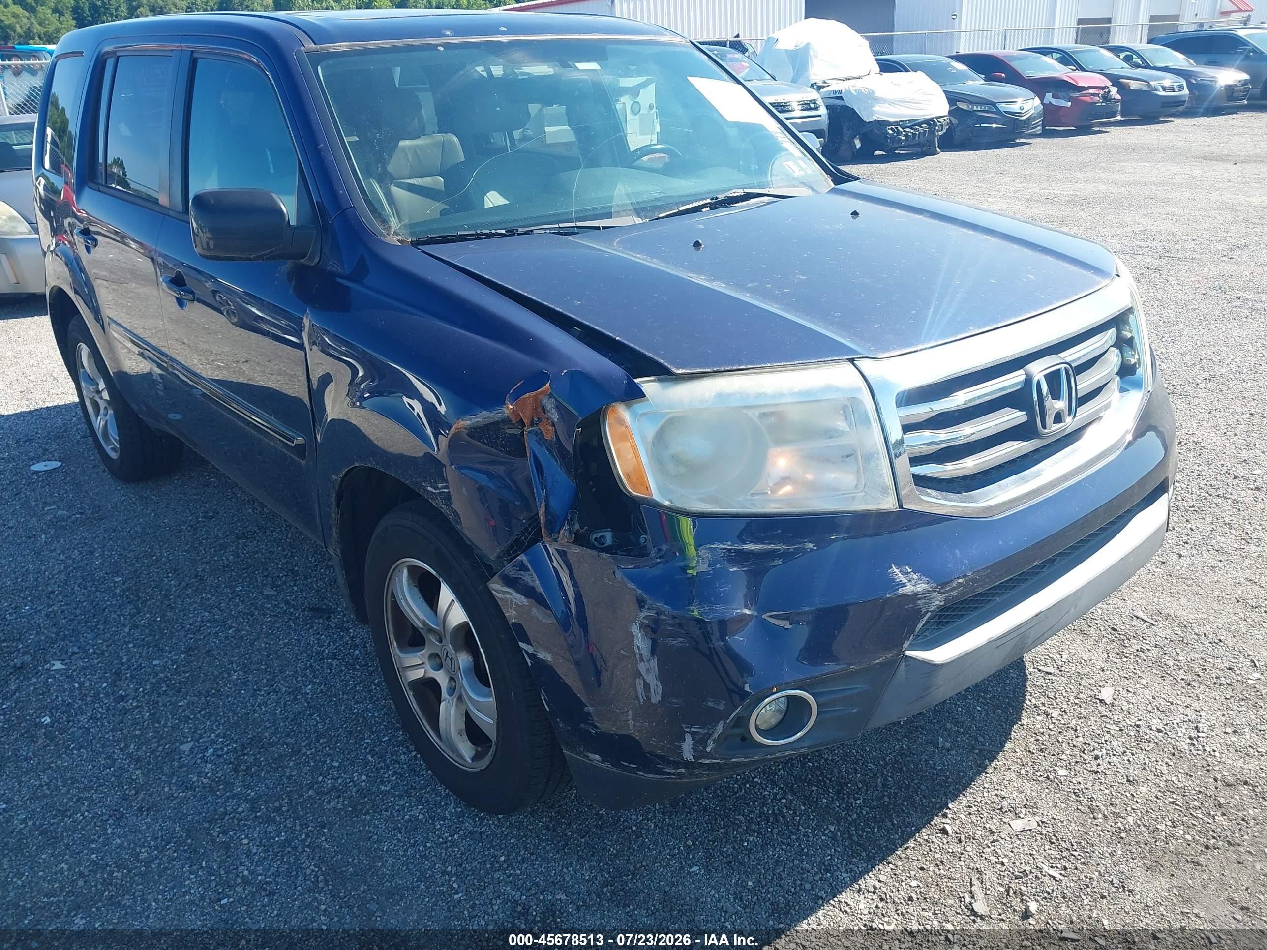 2013 Honda Pilot Ex-l Blue vin: 5FNYF3H5XDB032254