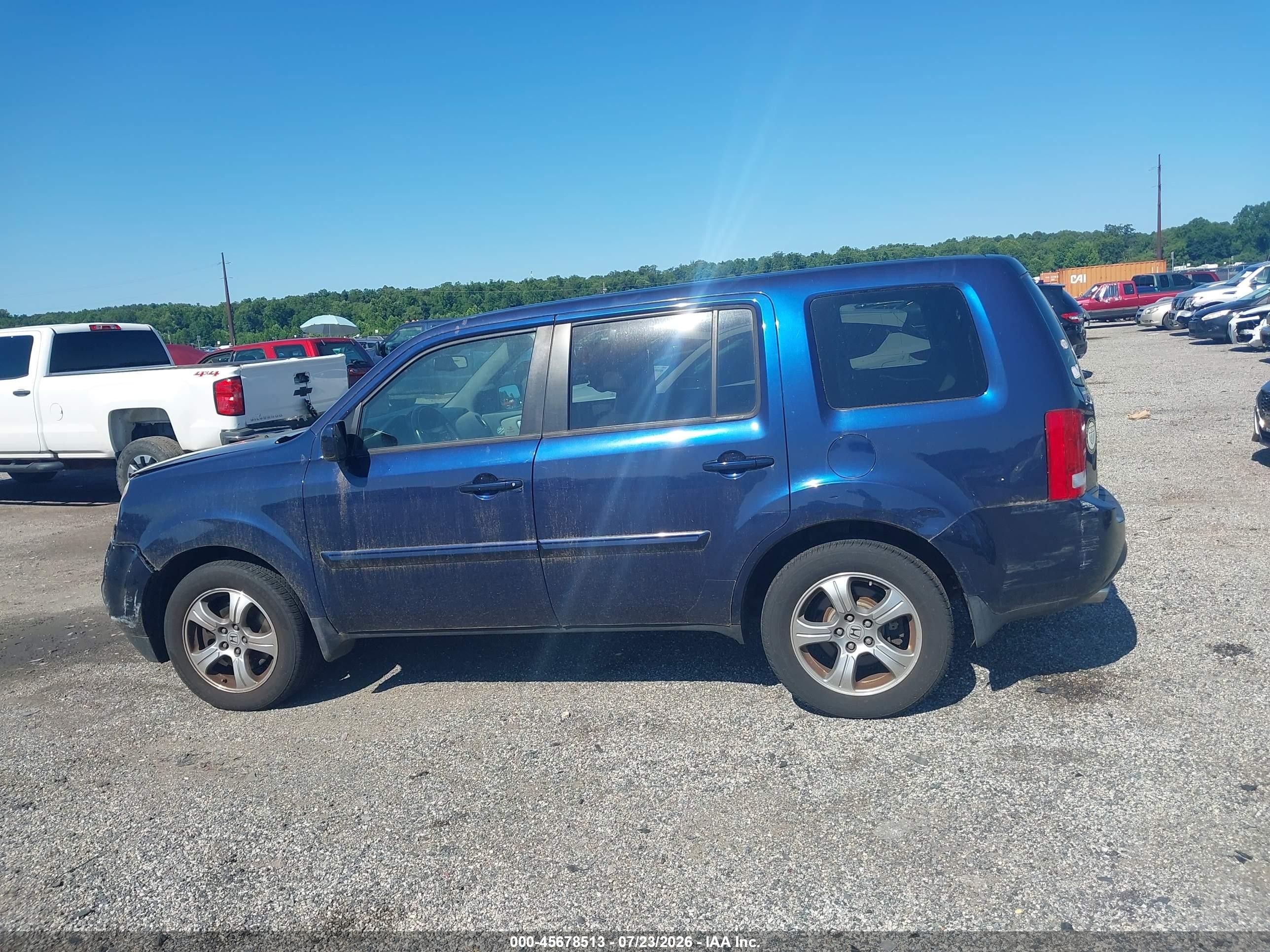 2013 Honda Pilot Ex-l Blue vin: 5FNYF3H5XDB032254