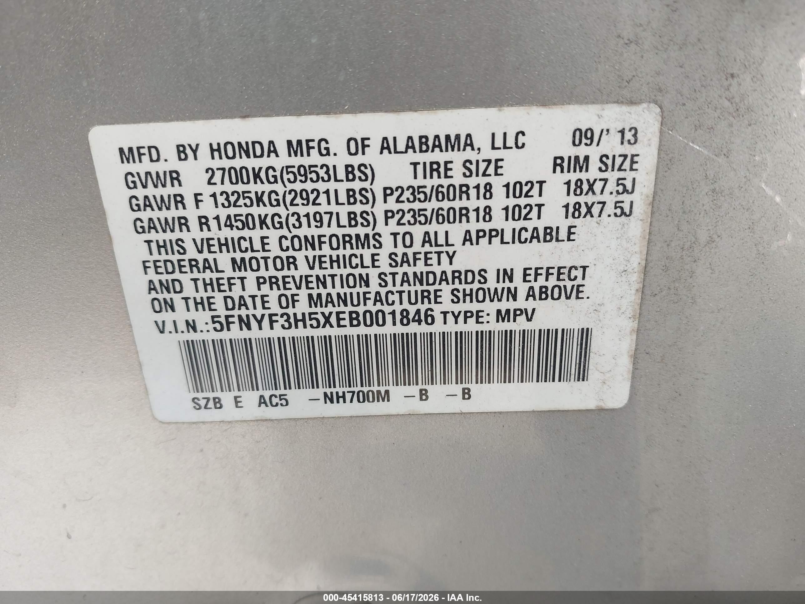 2014 Honda Pilot Ex-l Серебряный vin: 5FNYF3H5XEB001846