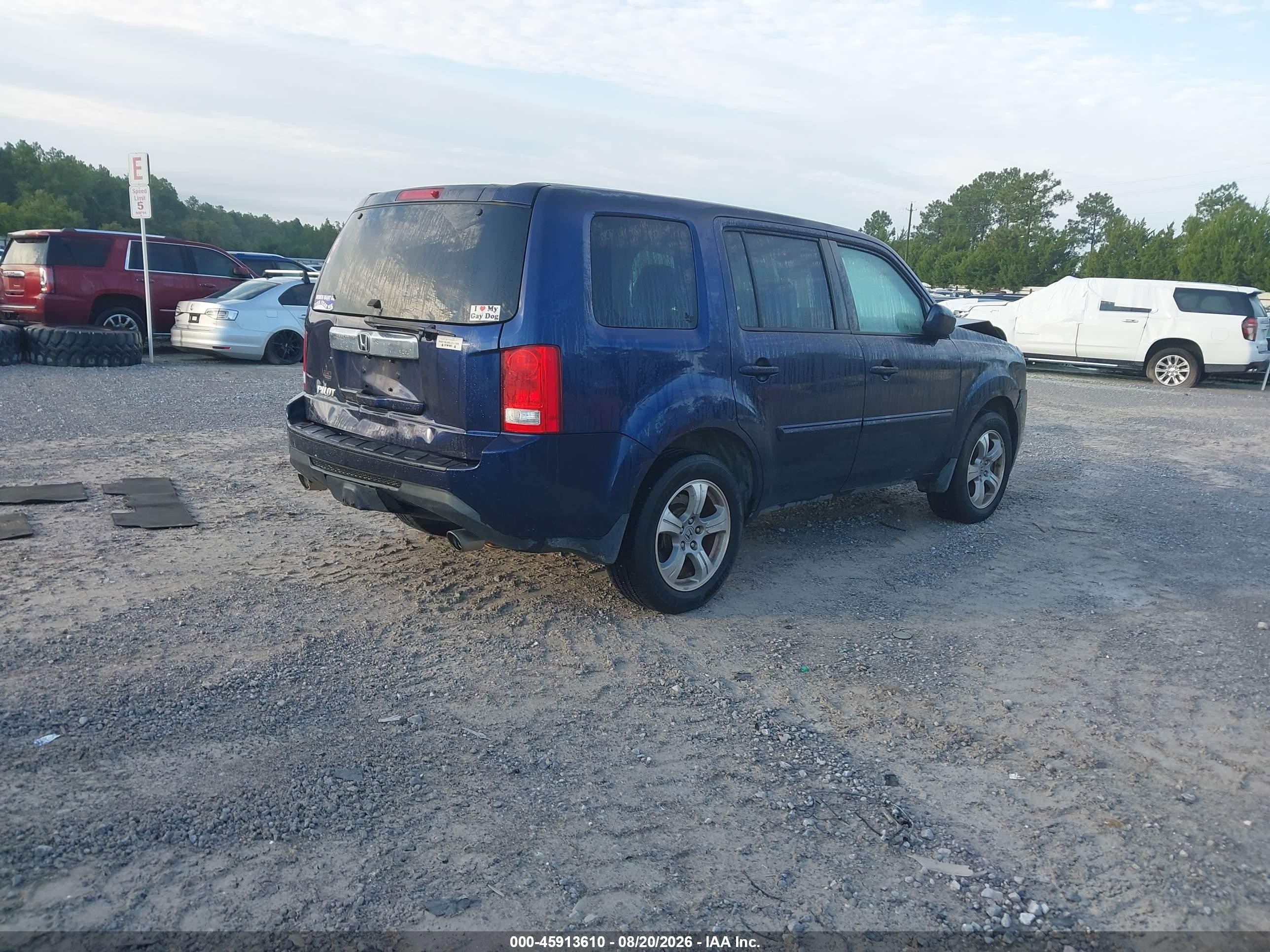 2014 Honda Pilot Ex-l Blue vin: 5FNYF3H5XEB018694