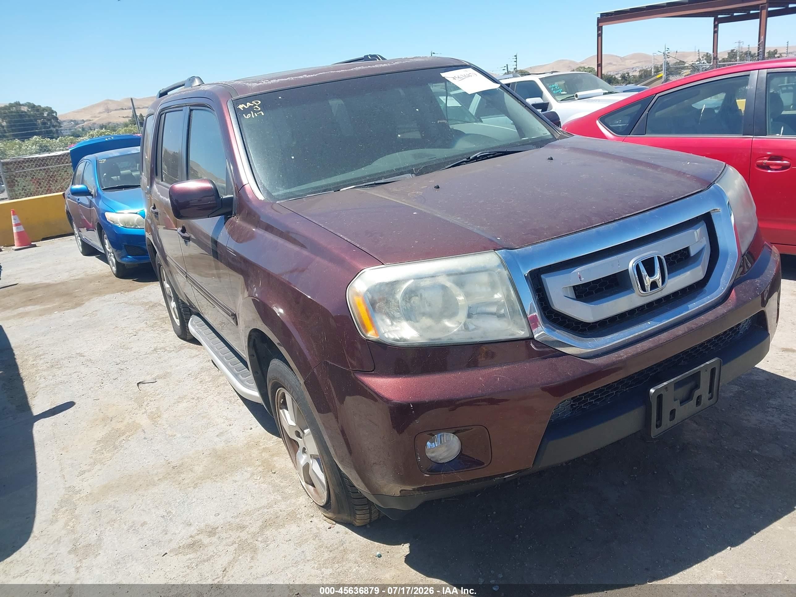 2011 Honda Pilot Ex-l Burgundy vin: 5FNYF3H62BB009332