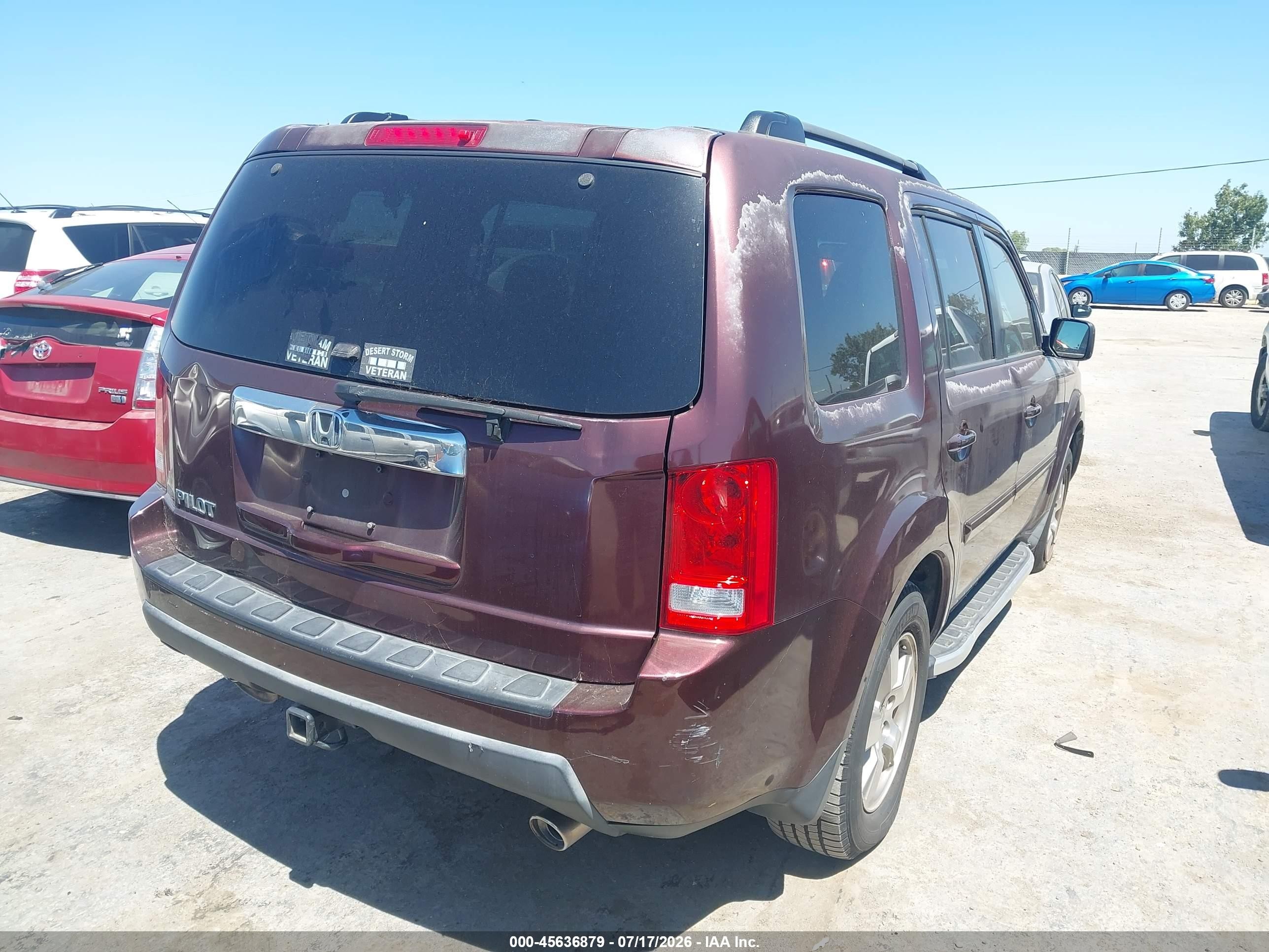 2011 Honda Pilot Ex-l Burgundy vin: 5FNYF3H62BB009332