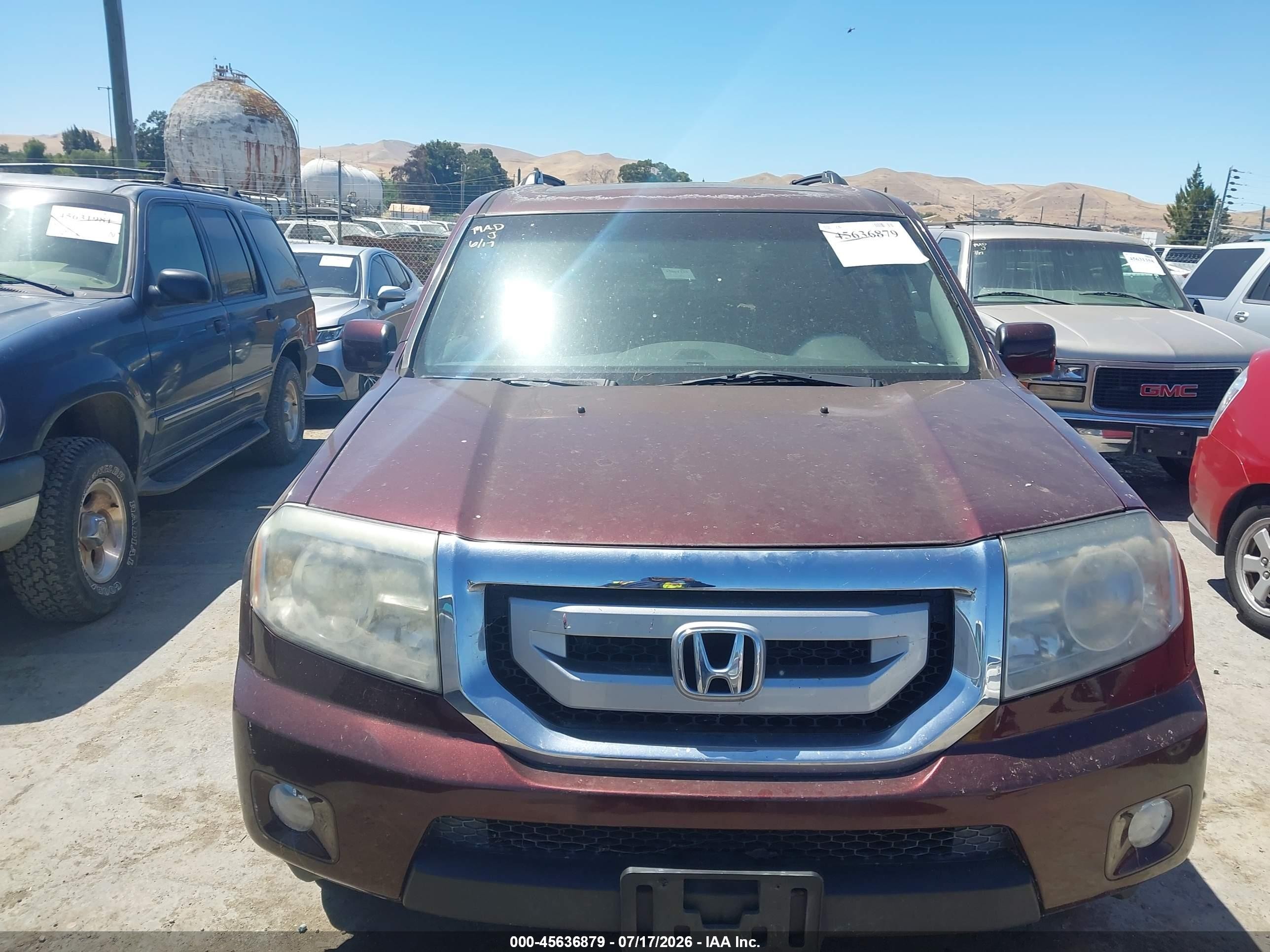 2011 Honda Pilot Ex-l Burgundy vin: 5FNYF3H62BB009332