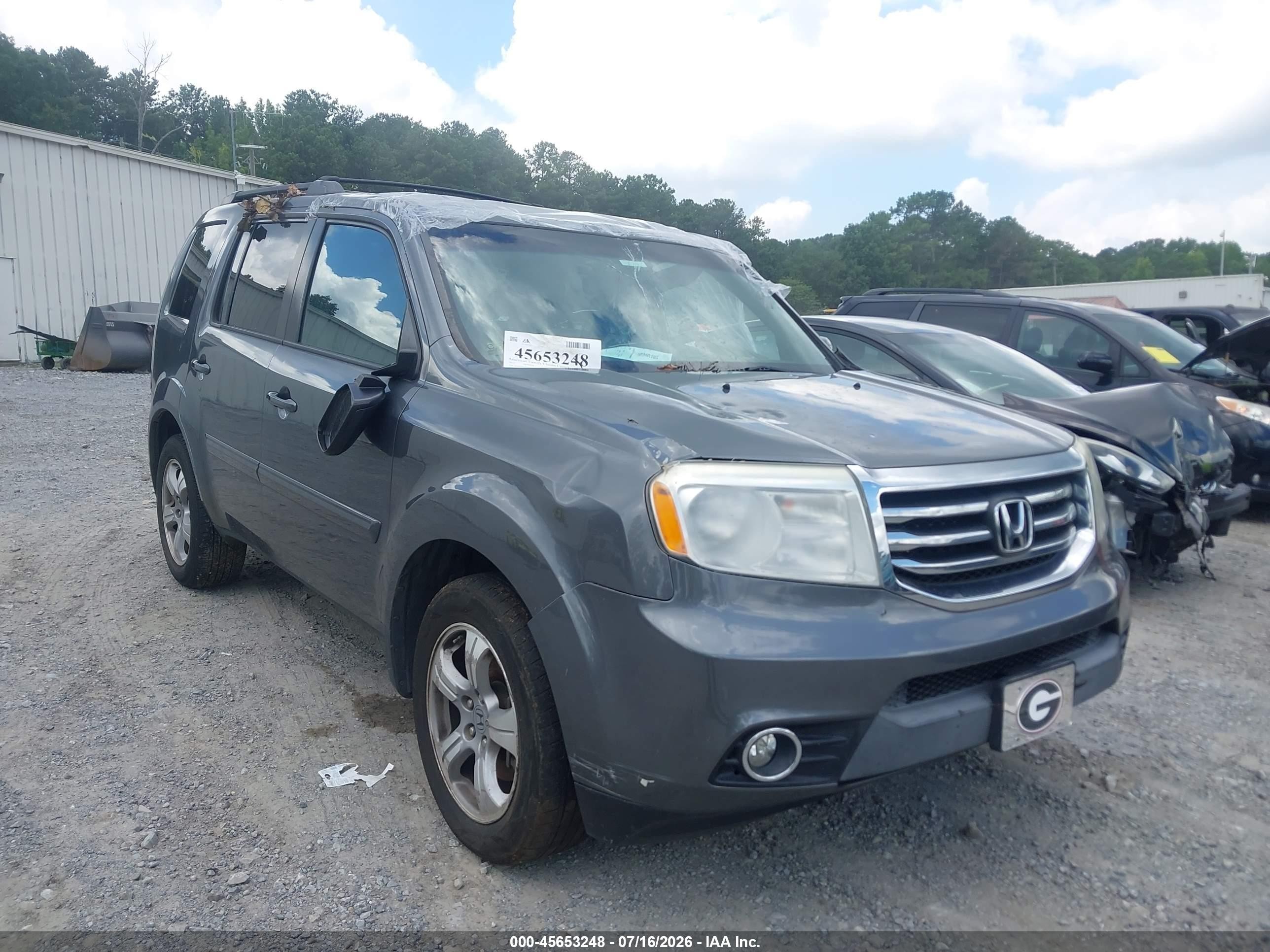2013 Honda Pilot Ex-l Gray vin: 5FNYF3H62DB023329
