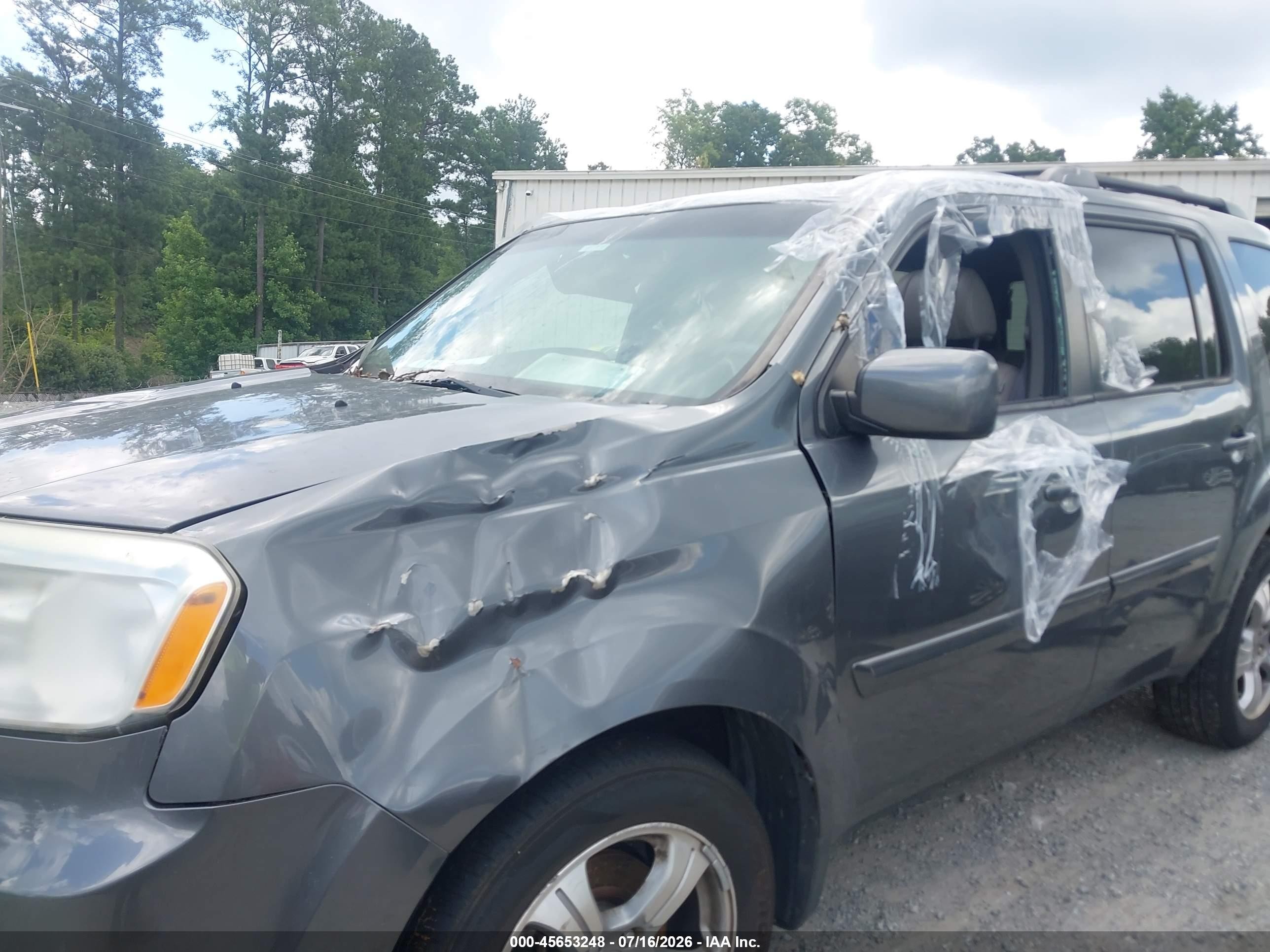2013 Honda Pilot Ex-l Gray vin: 5FNYF3H62DB023329