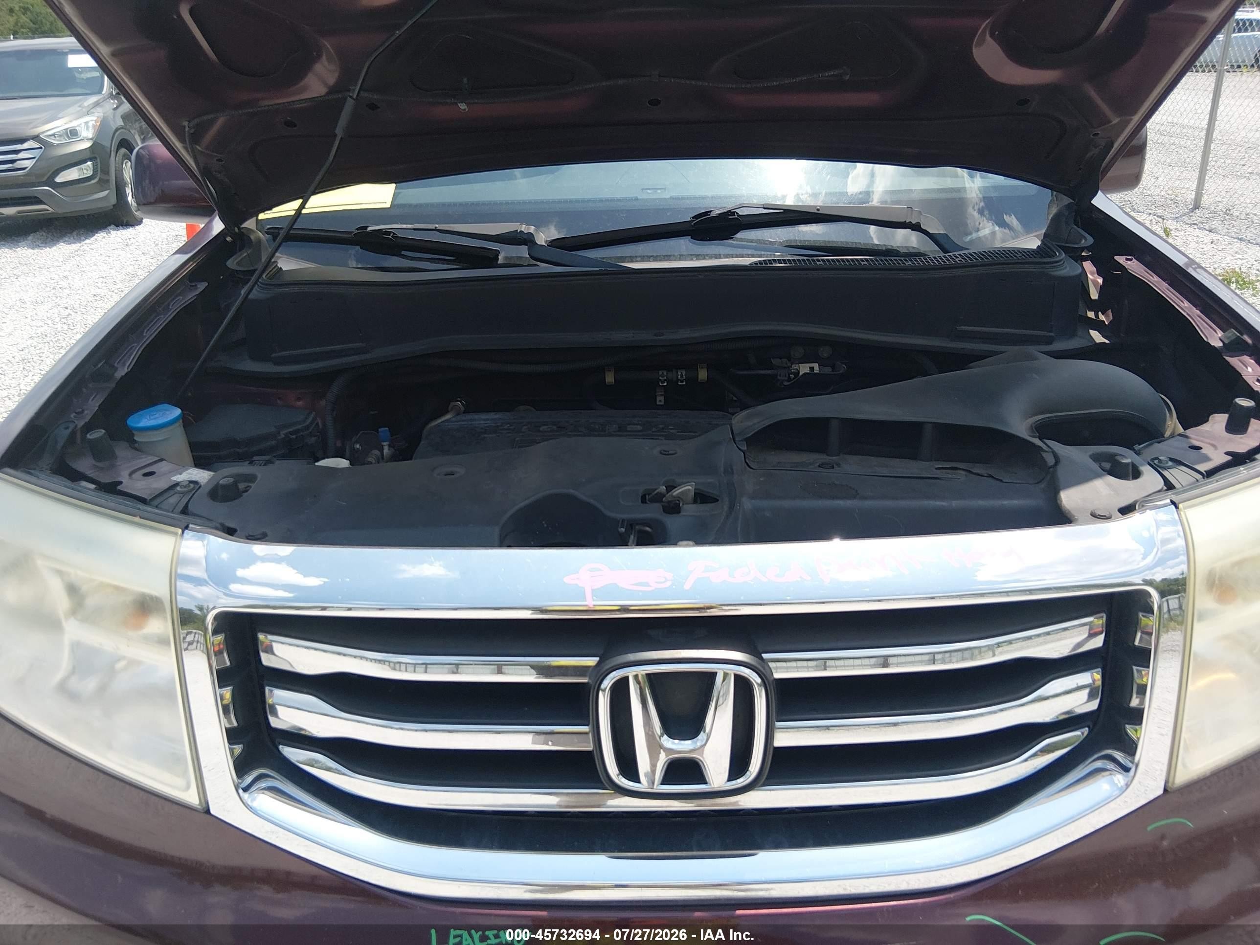 2012 Honda Pilot Ex-l Burgundy vin: 5FNYF3H64CB016252