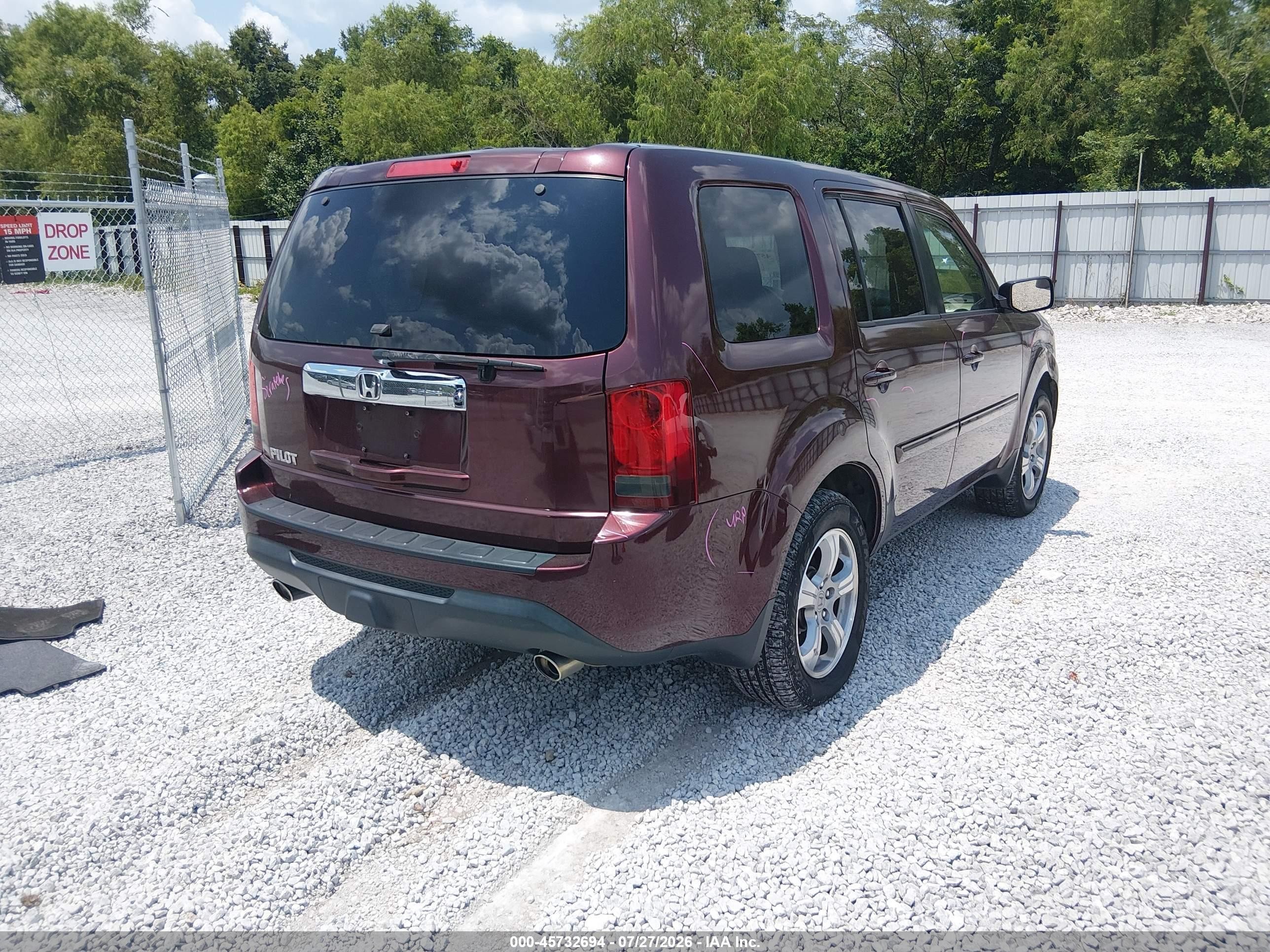 2012 Honda Pilot Ex-l Burgundy vin: 5FNYF3H64CB016252