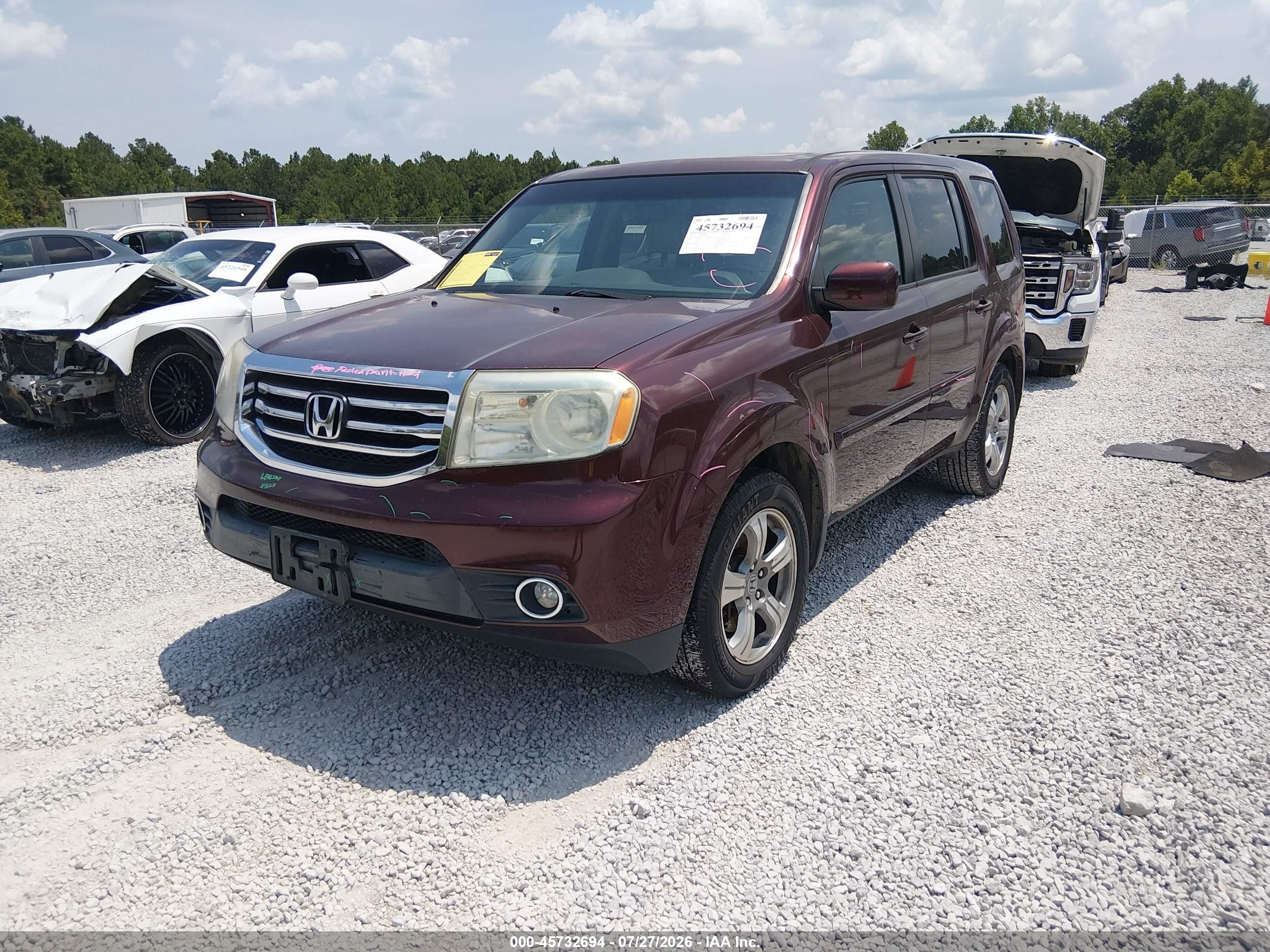2012 Honda Pilot Ex-l Burgundy vin: 5FNYF3H64CB016252