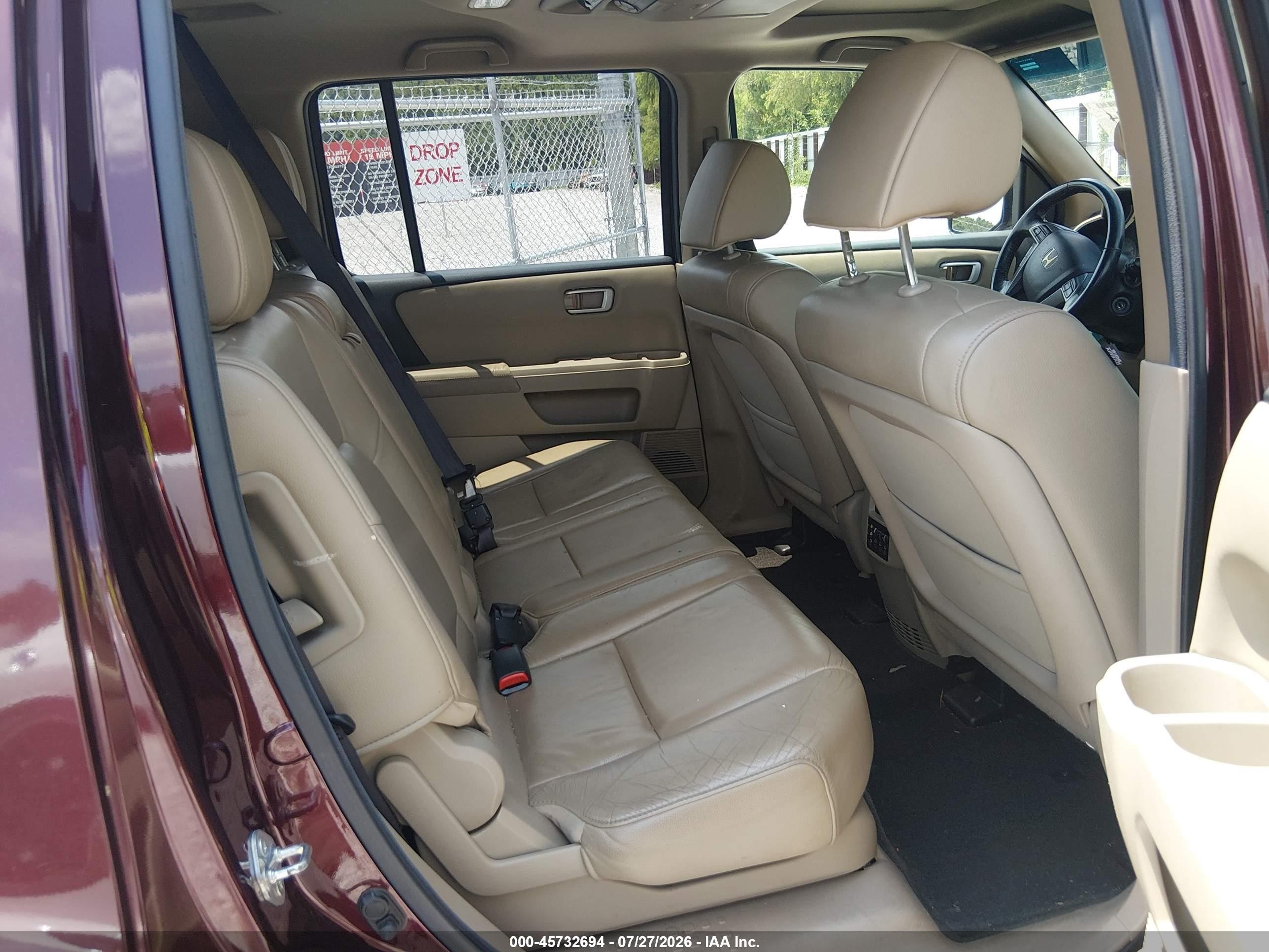 2012 Honda Pilot Ex-l Burgundy vin: 5FNYF3H64CB016252