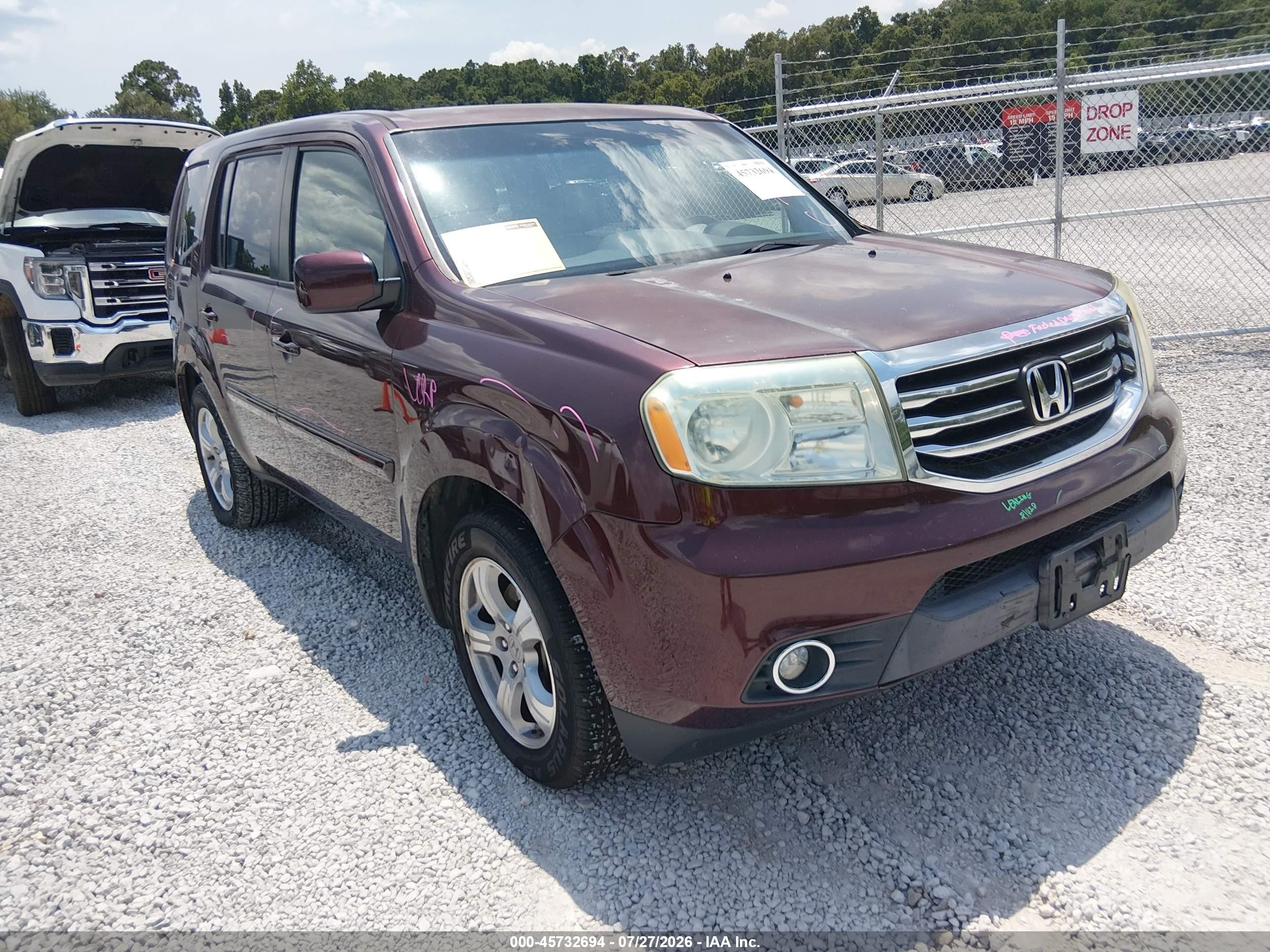 2012 Honda Pilot Ex-l Burgundy vin: 5FNYF3H64CB016252