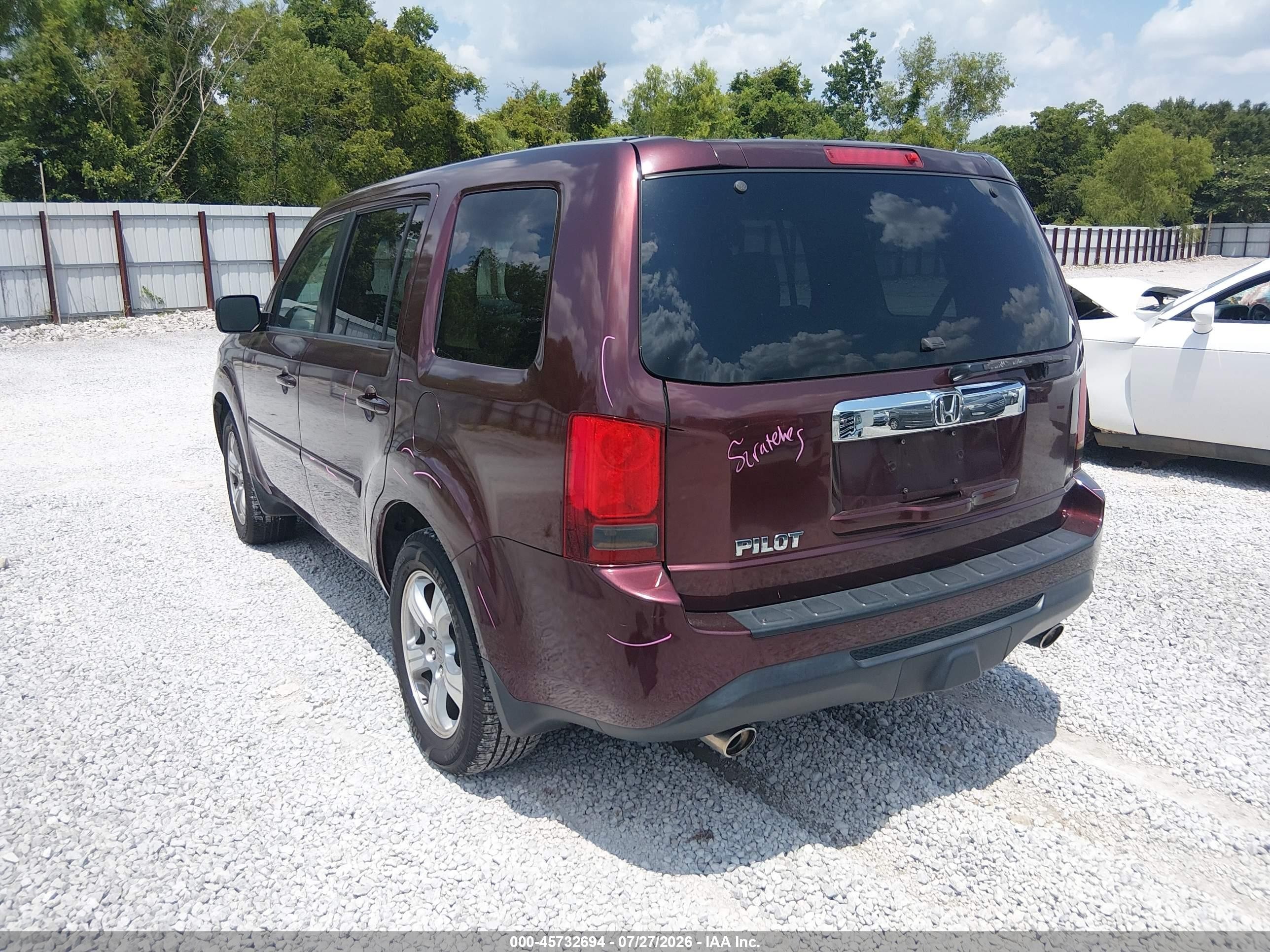 2012 Honda Pilot Ex-l Burgundy vin: 5FNYF3H64CB016252