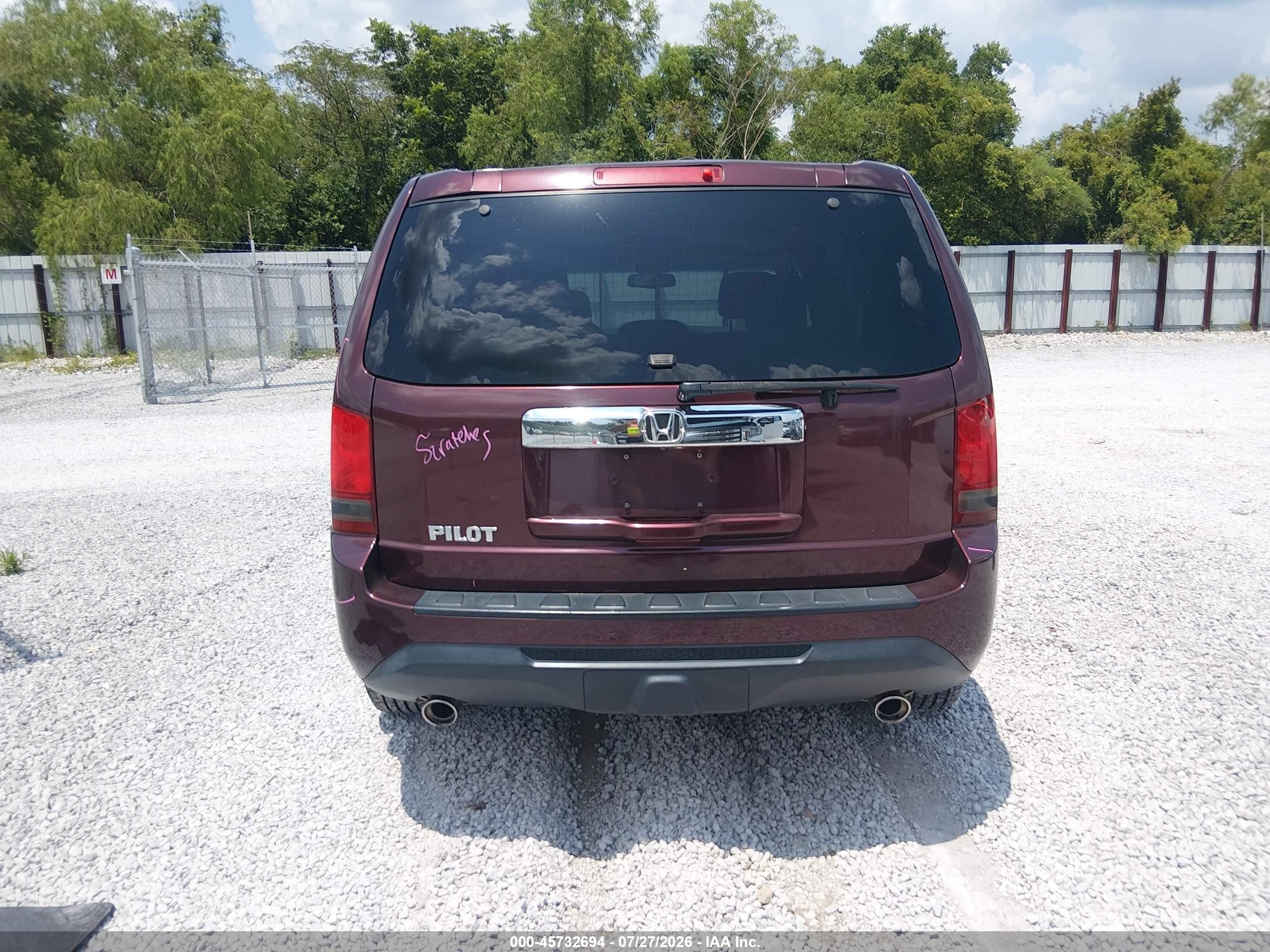 2012 Honda Pilot Ex-l Burgundy vin: 5FNYF3H64CB016252