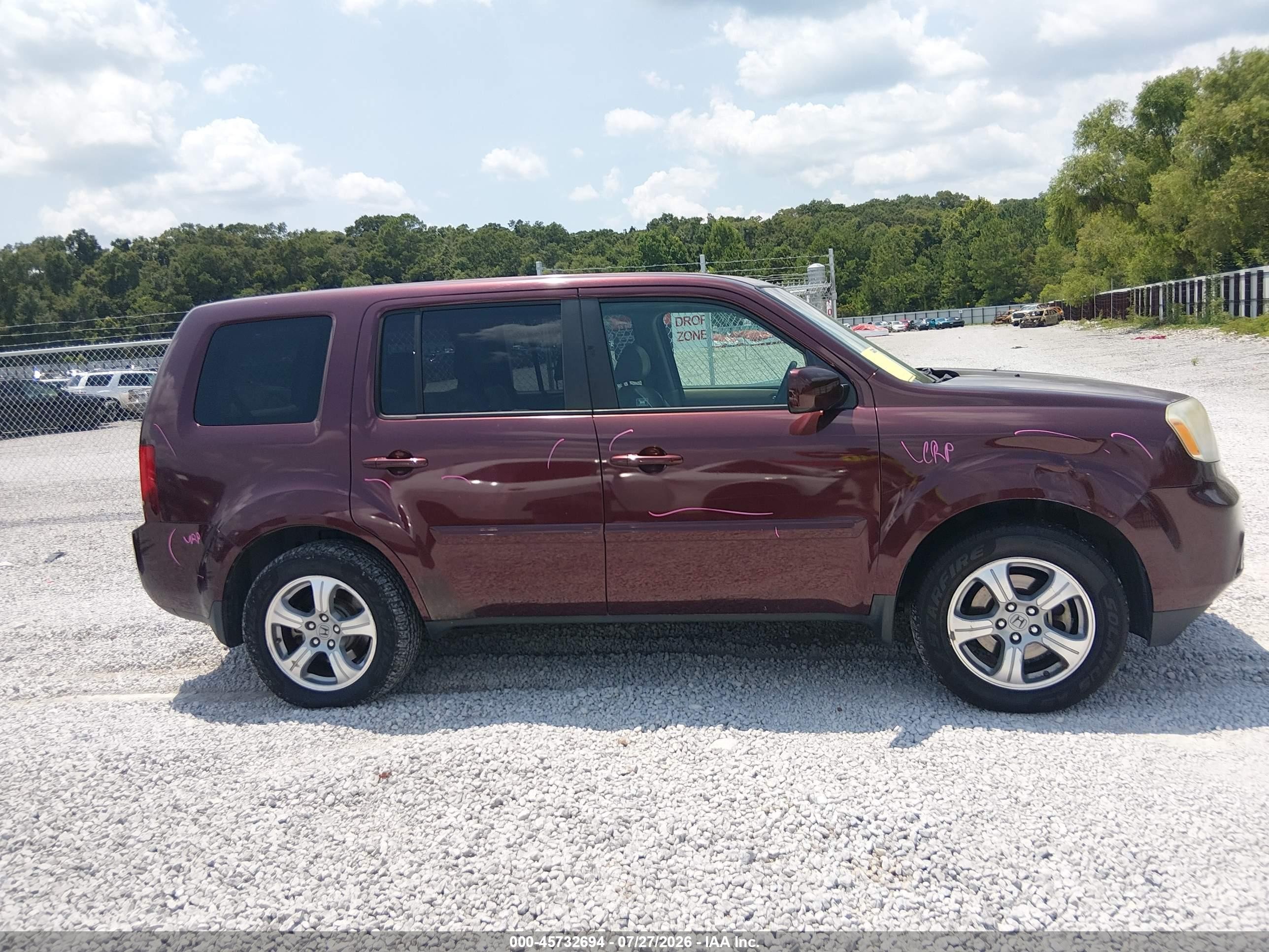 2012 Honda Pilot Ex-l Burgundy vin: 5FNYF3H64CB016252